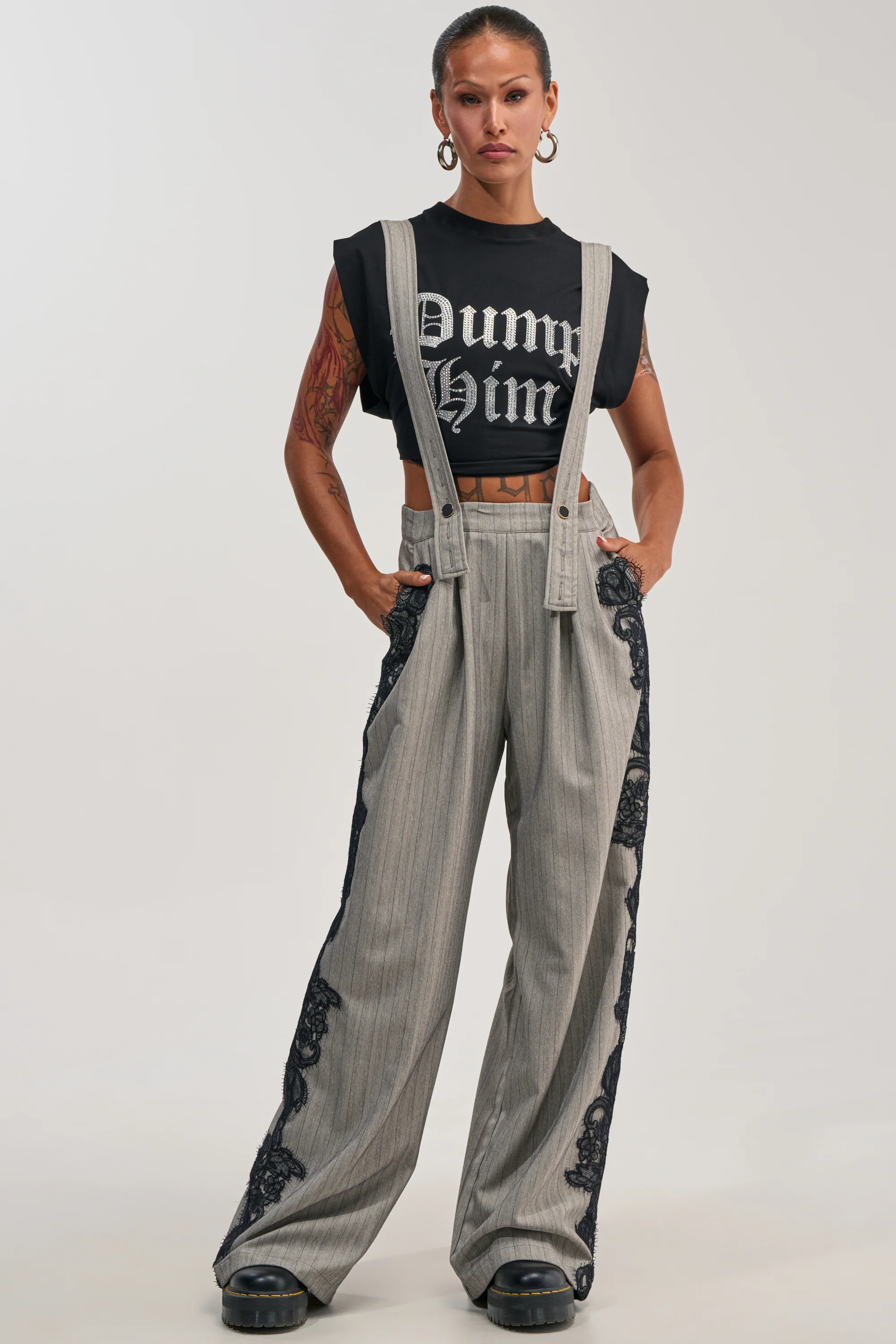 FOREVER FLAWLESS PINSTRIPE OVERALLS - Akira Store