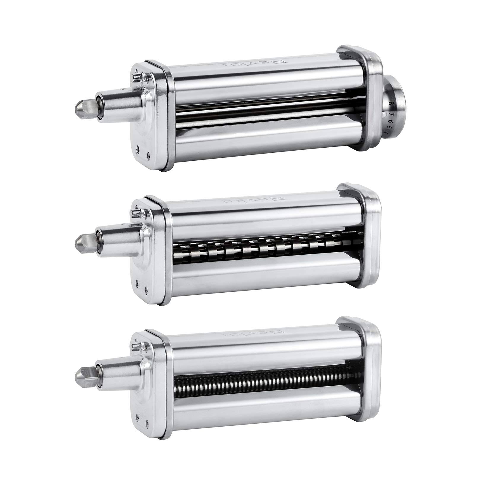 Nevku Pasta Maker Attachments Set for All KitchenAid Stand Mixer, Including Pasta Sheet Roller, Spaghetti Cutter, Fettuccine Cutter