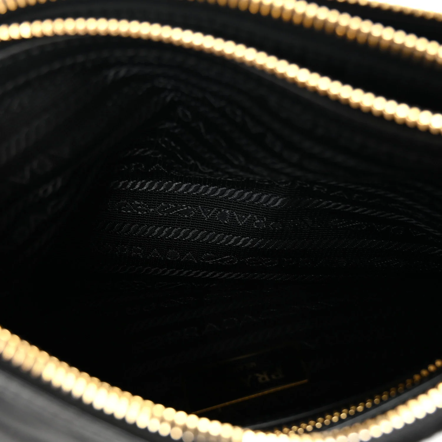 Tessuto Nylon Soft Calf Double Zip Crossbody Bag Black