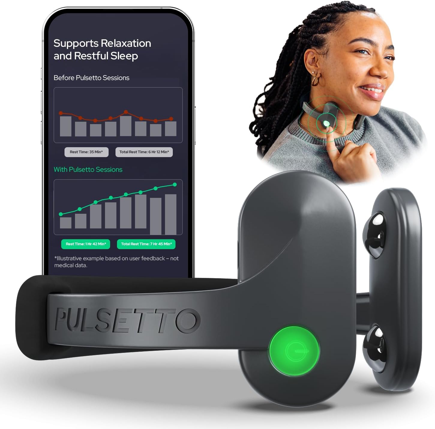 Pulsetto Wellness Wearable with Vagus Nerve Support – Patented Neuro Technology for Relaxation  Stress Balance  Focus  and Restful Sleep