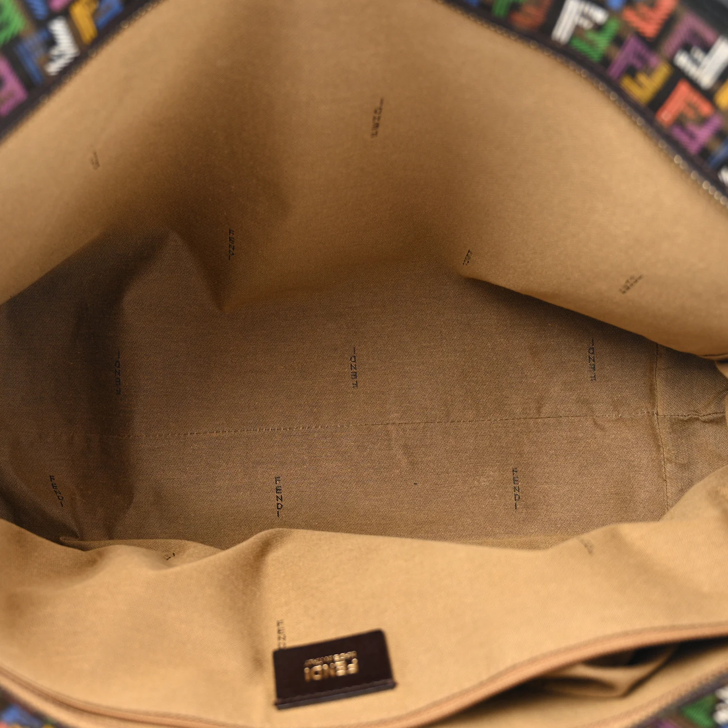 Zucca Spalmati Patent Zucchino Screen Print Medium Roll Tote Tobacco Multicolor Black