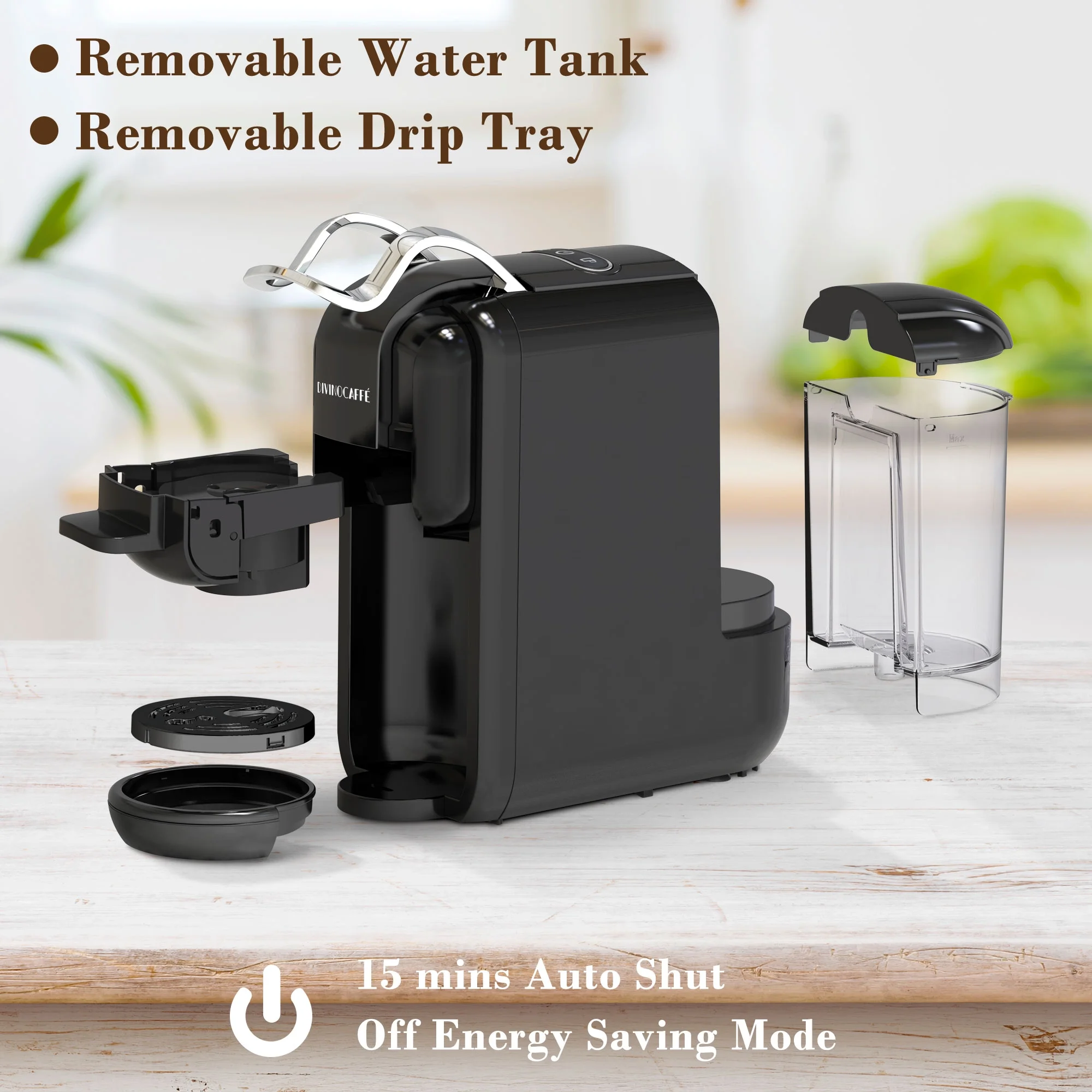 Espresso Maker for Nespresso Capsule, Lavazza Blue Capsule Coffee Powder, 19 Bar Pump Pressure Makes Authentic Espresso Coffee, Mini Espresso Coffee Machines with Removable Water Tank. - Image 6