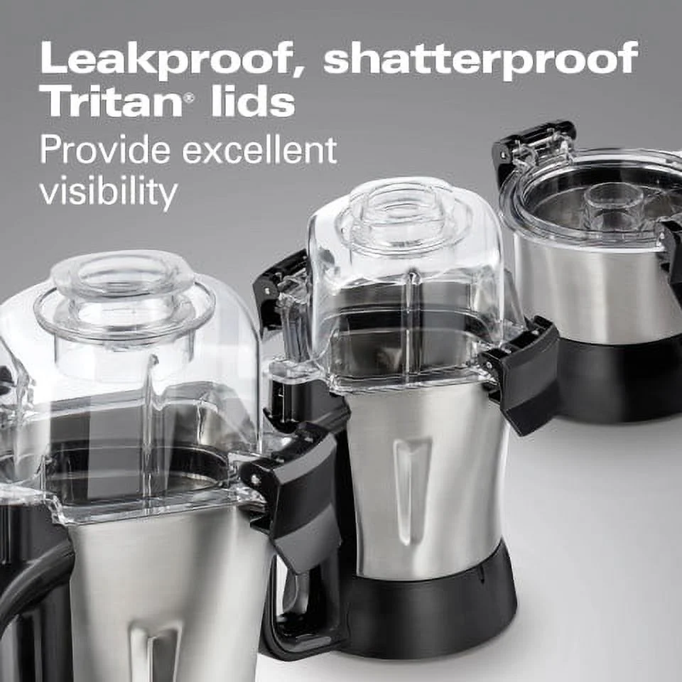 Hamilton Beach Professional 2.2 HP 120V Juicer Mixer Grinder with 3 Stainless Steel Jars, 1.5 Liters, Model 58770