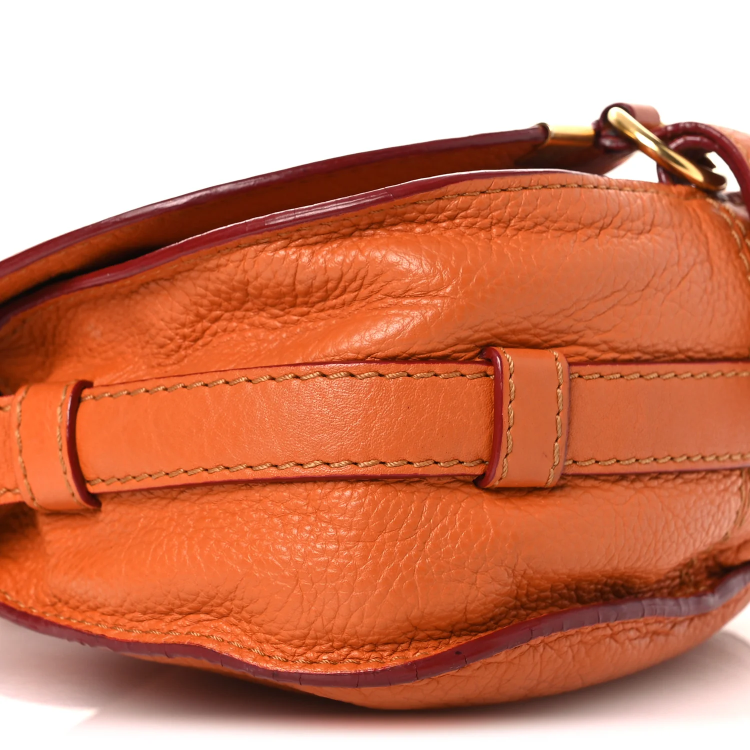Grained Calfskin Small Marcie Saddle Bag Wood Rose