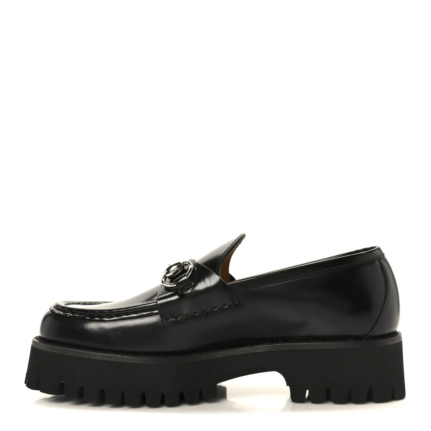 Cordovan Lux Womens Horsebit 45mm Platform Loafers 36 Black
