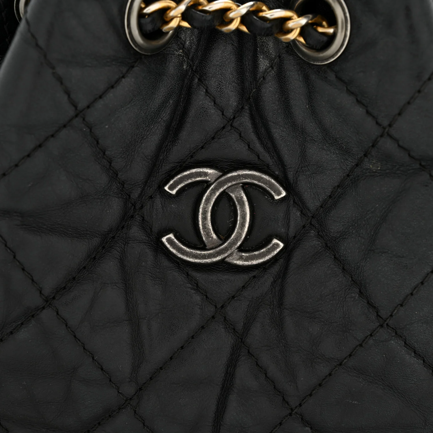 Aged Calfskin Quilted Small Gabrielle Backpack Black