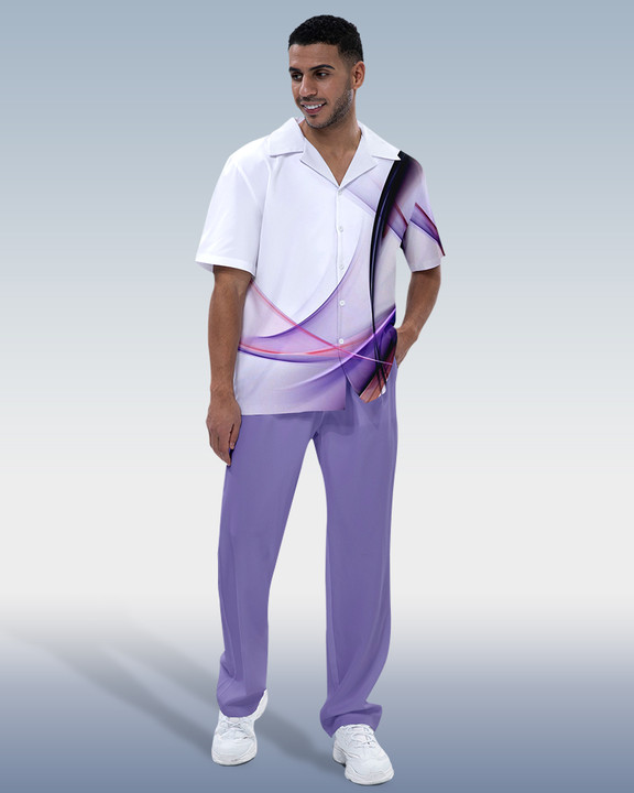 Ensemble de marche Suitmens pour homme, chemise à manches courtes imprimée ombrée, réf. 285