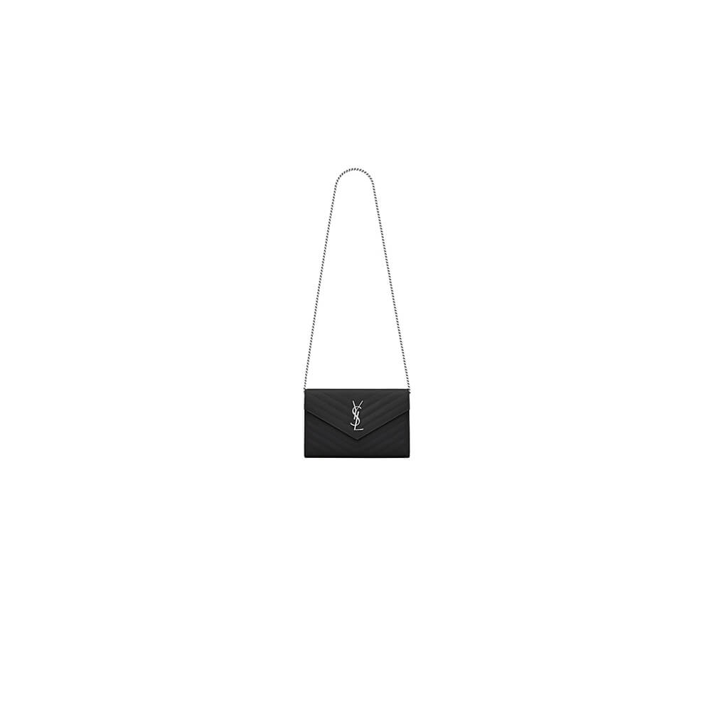 YSL classic cassandre chain wallet in grain de poudre leather