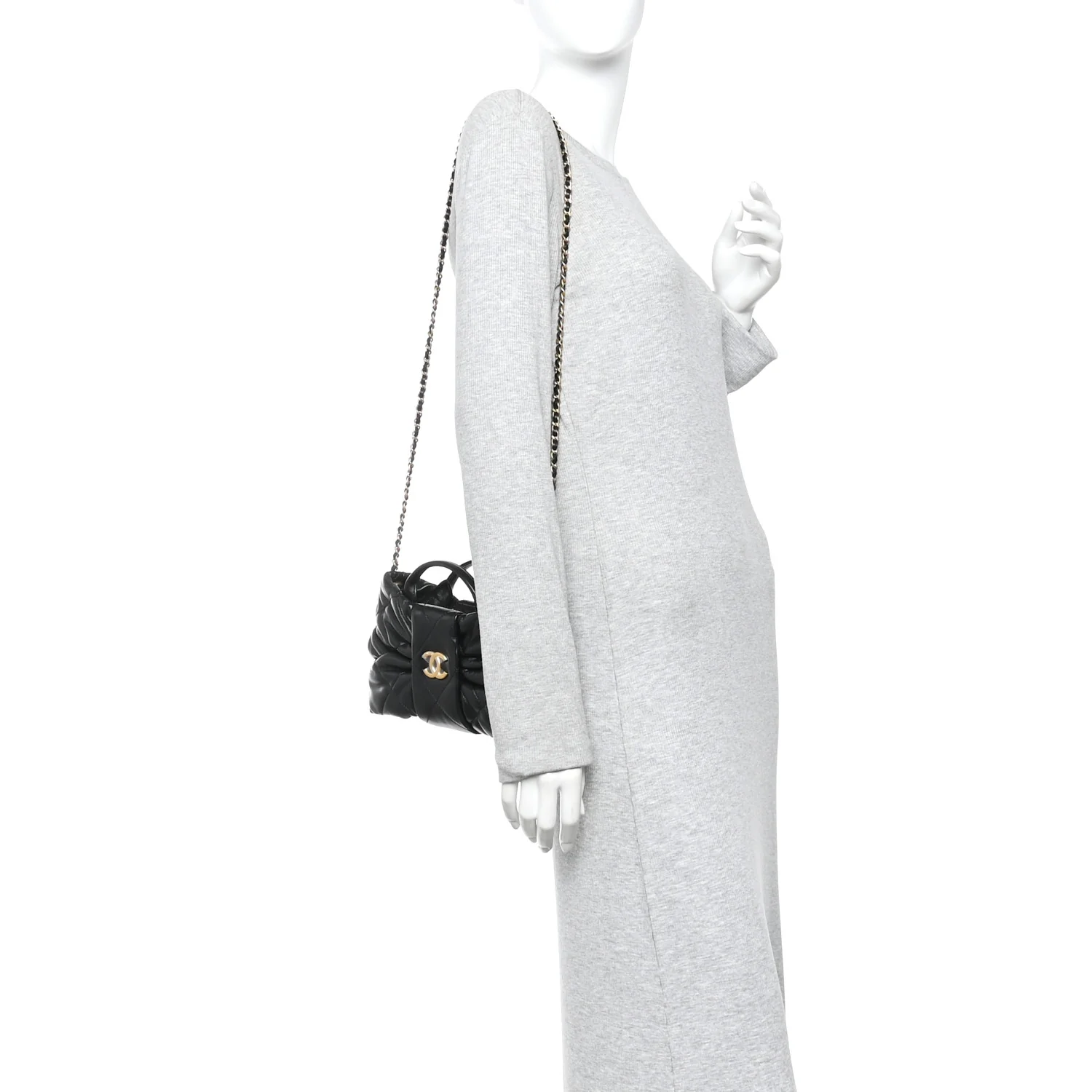 Lambskin Quilted Mini Bow Bag Black