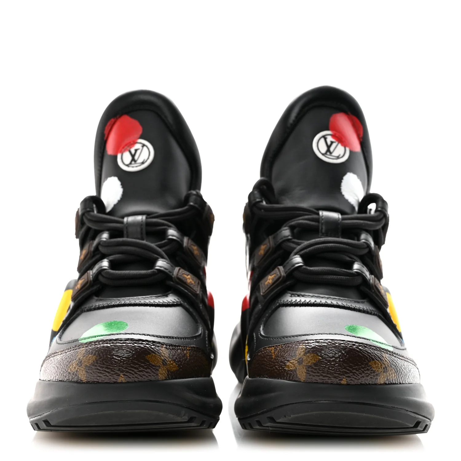 X YK Calfskin Patent Monogram Archlight Sneakers 37 Black