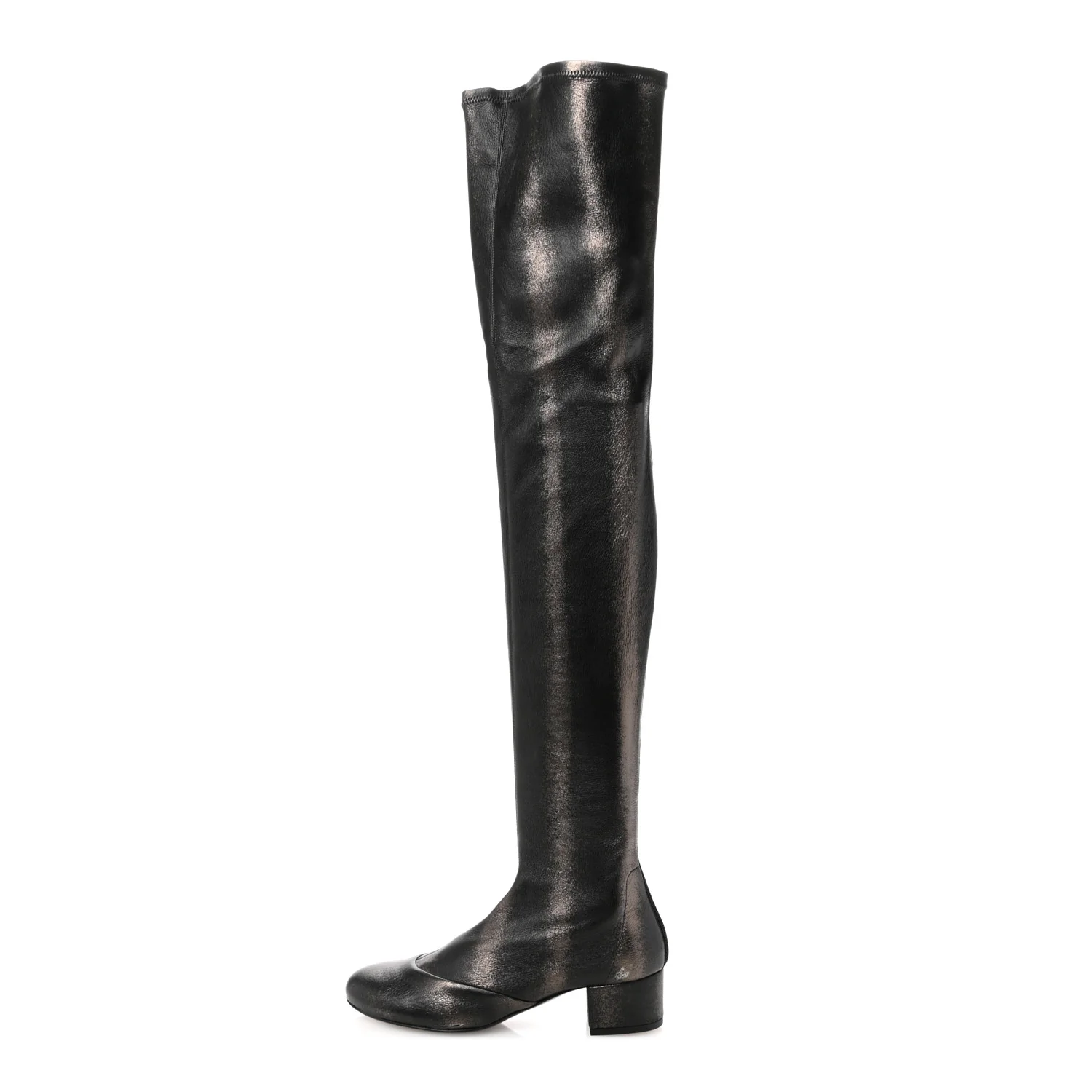 Metallic Lambskin Star Fantasy High Boots 36.5 Dark Grey