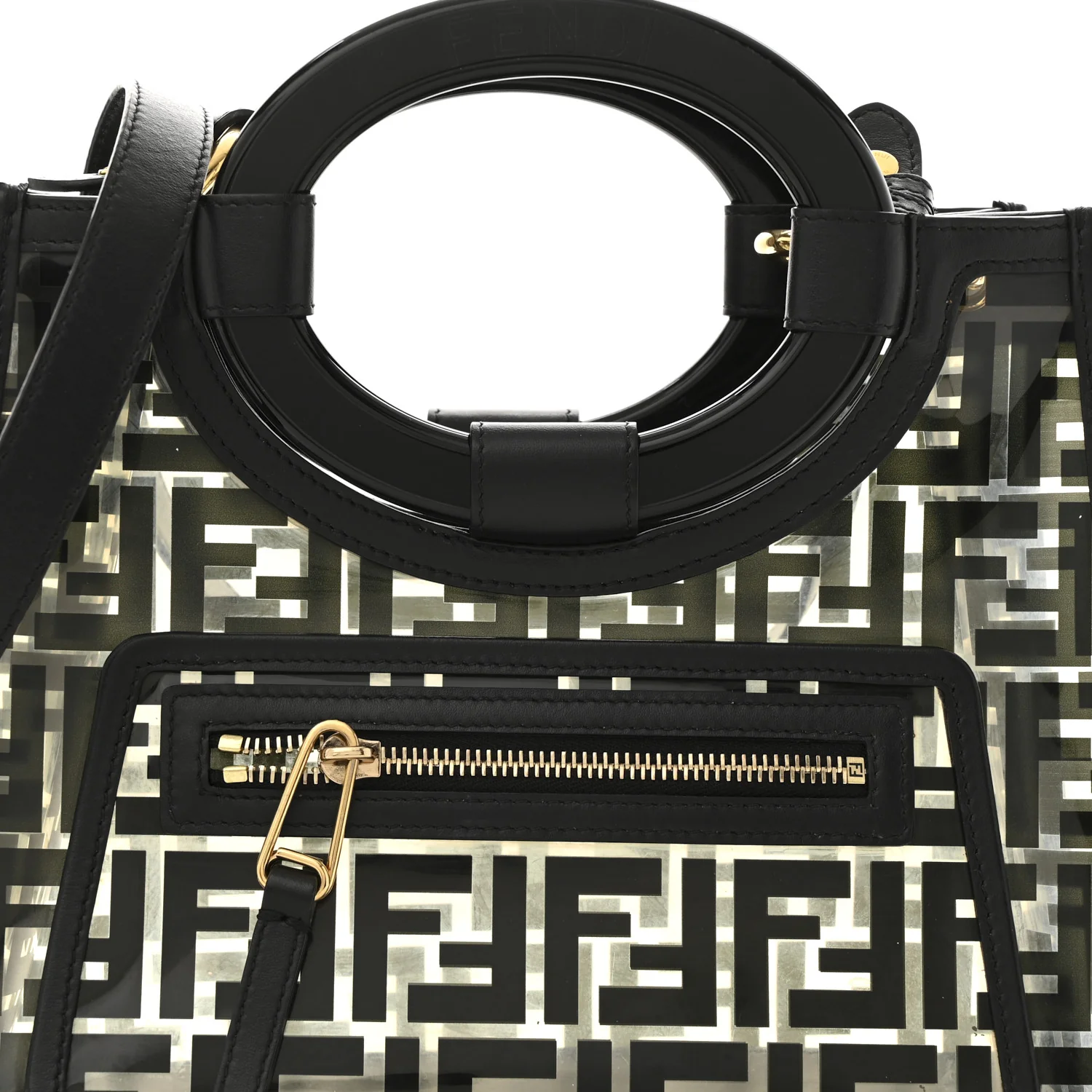 TPU FF Vitello Century Plexiglass Small Runaway Shopper Tote Black