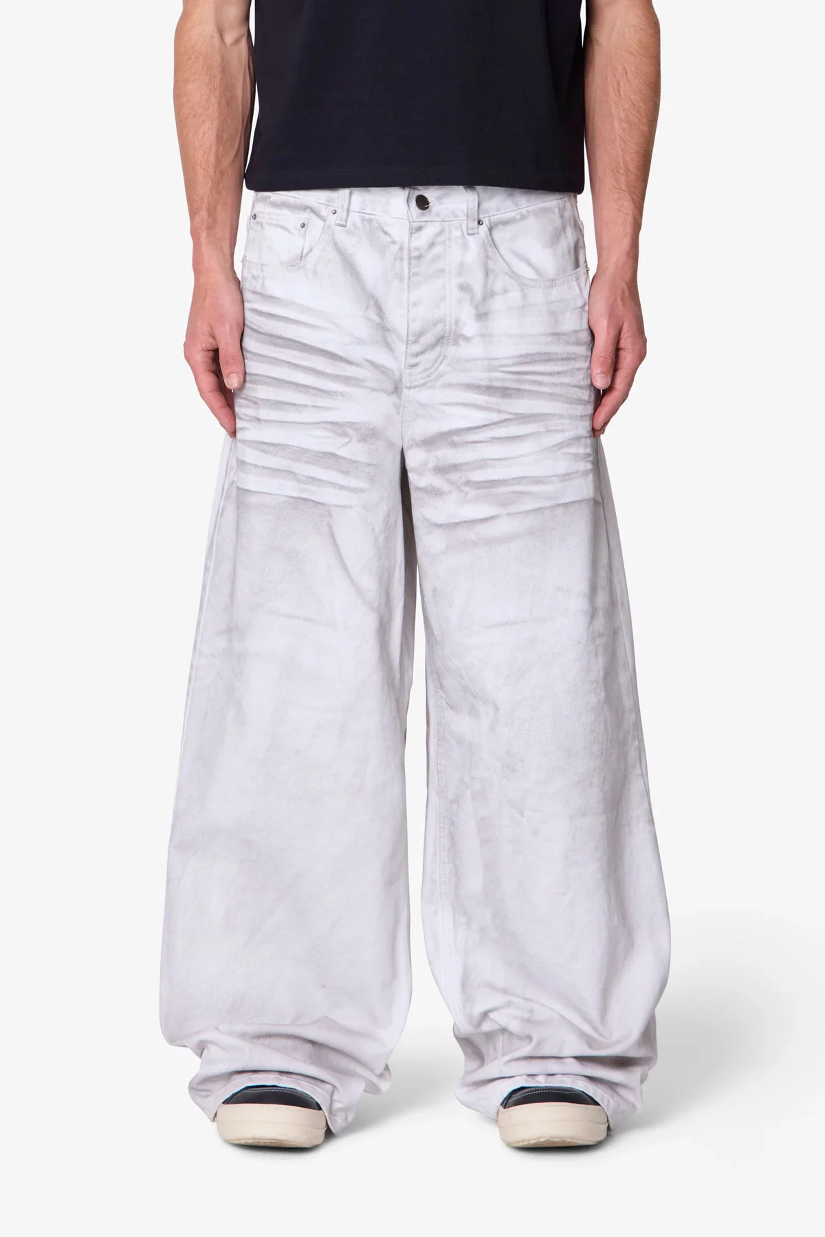 Ultra Wide Stained Denim - White