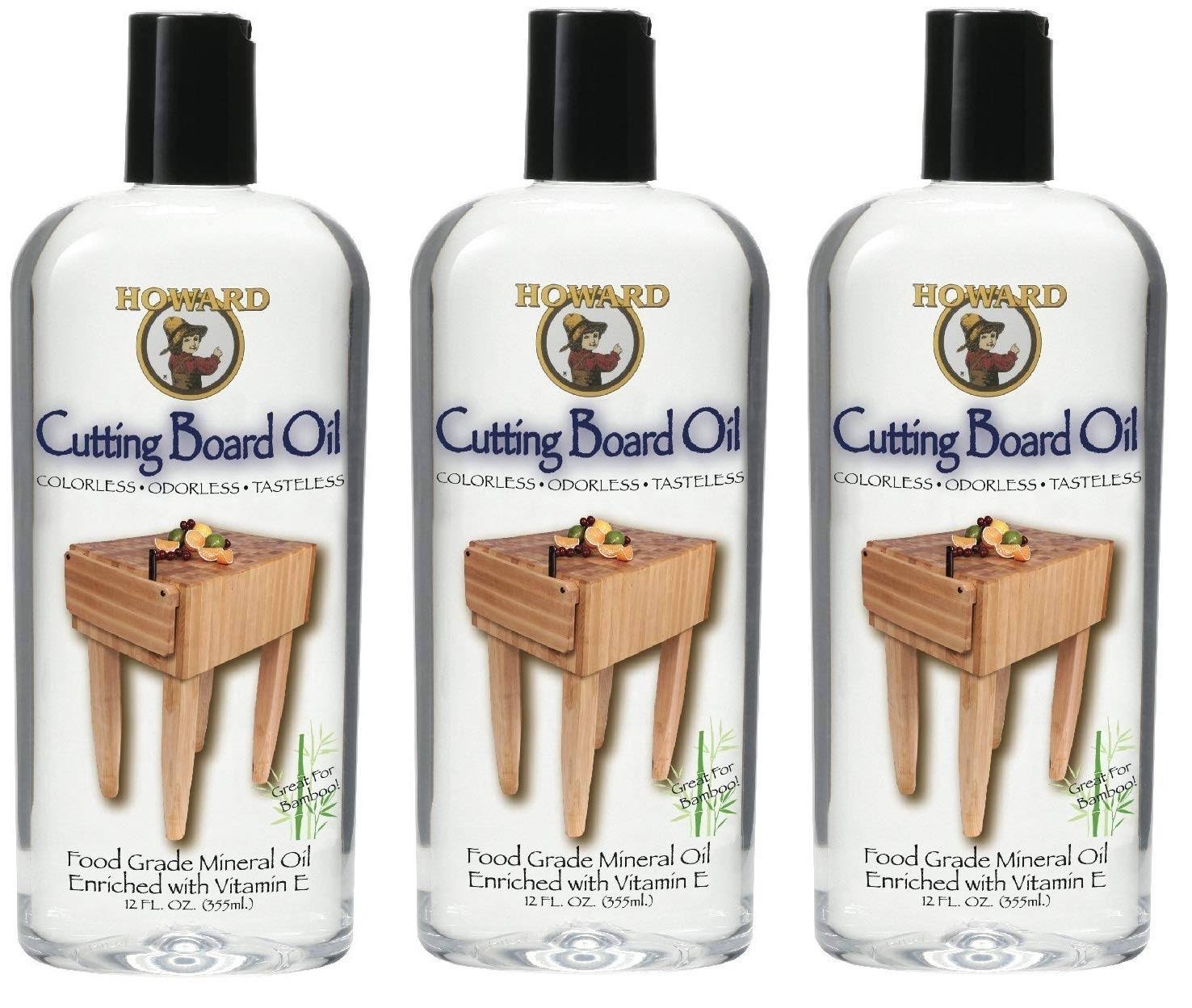 Howard Bbb012 Butcher Block and Cutting Board Oil, 12-Ounce (3-pack)