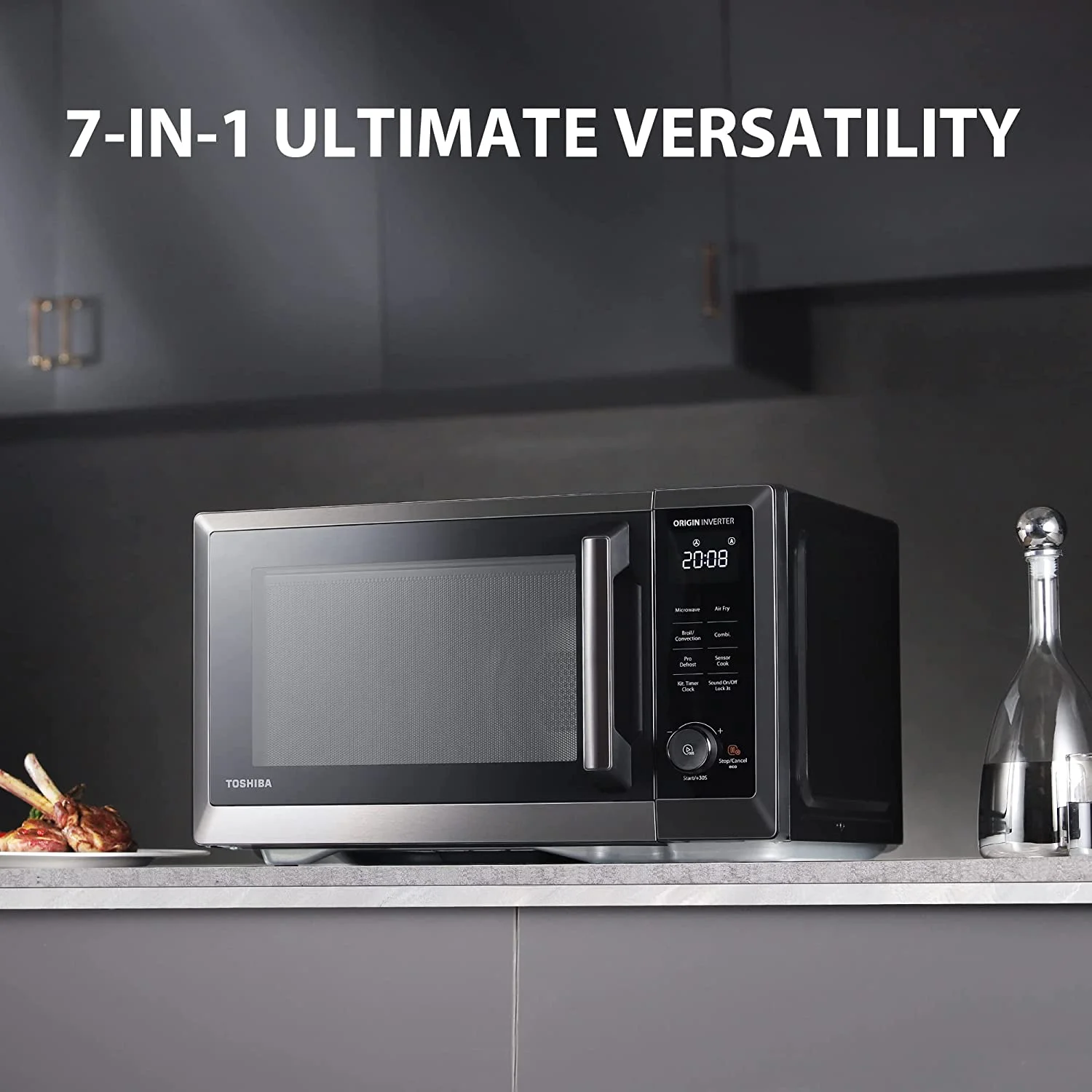 7-in-1 Countertop Microwave Oven Air Fryer Combo, Inverter, Convection, Broil, Speedy Combi, Even Defrost, Humidity Sensor, Mute Function, 27 Auto Menu47 Recipes, 1.0 cu.ft/30QT, 1000W(MASTER Series 7 in 1 Premium Microwave Black) - Image 2