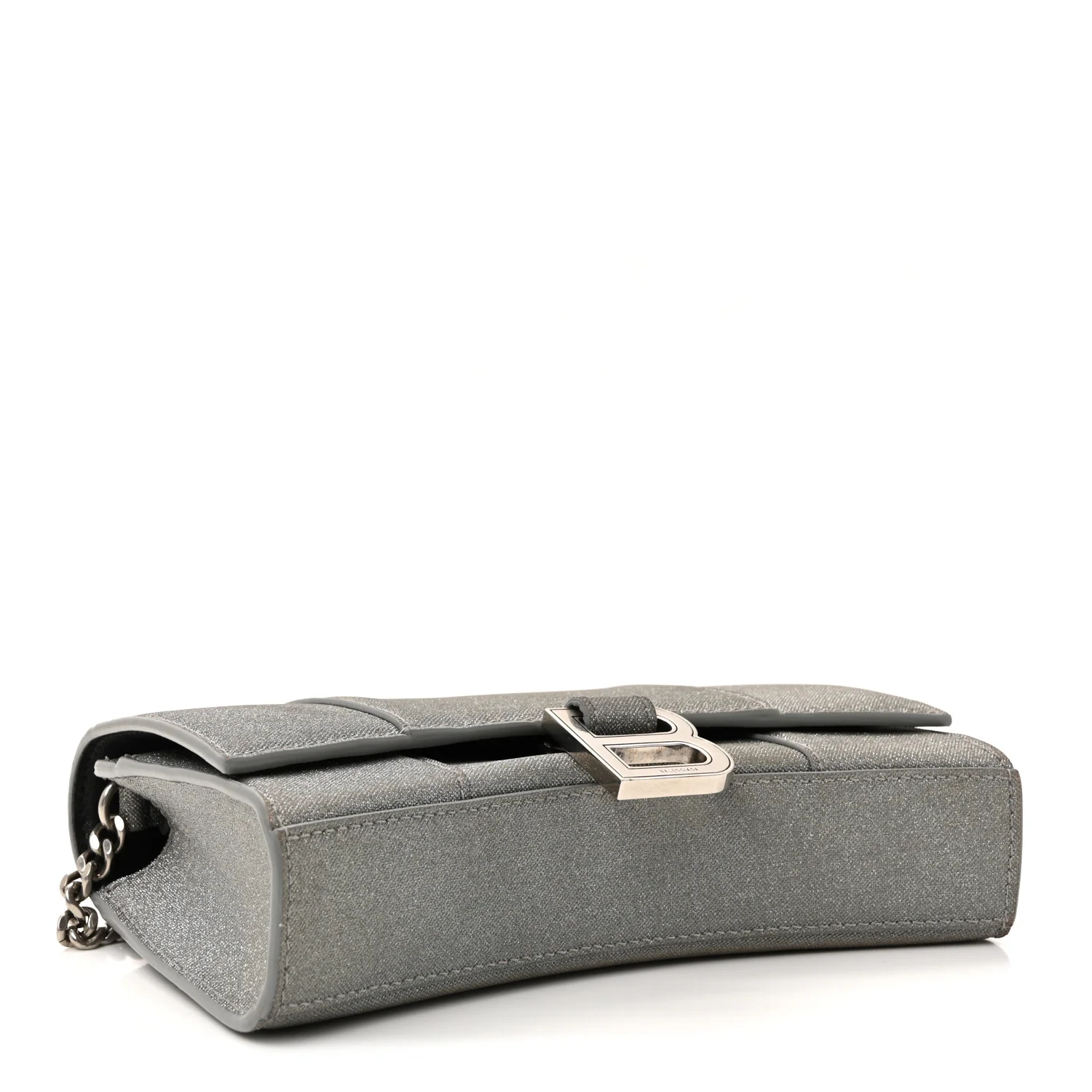 Glitter Fabric Hourglass Chain Bag Grey