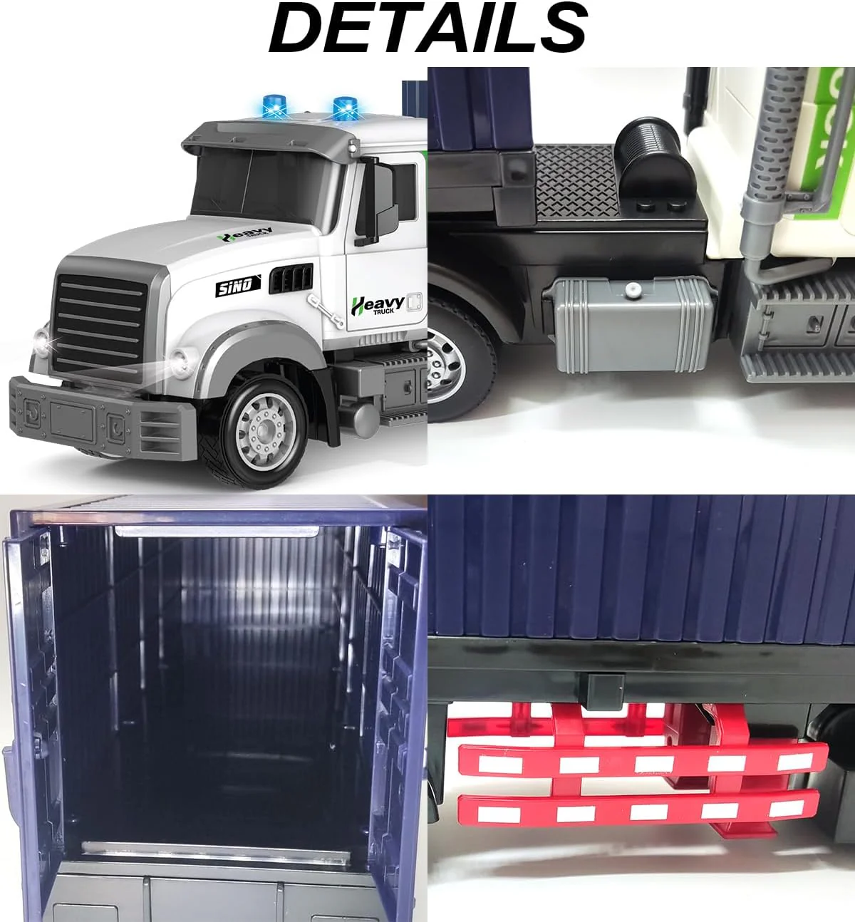 23.6-Inch 9-Channel Remote Control Semi Truck with Trailer - 1:24 Scale RC Container Carrier