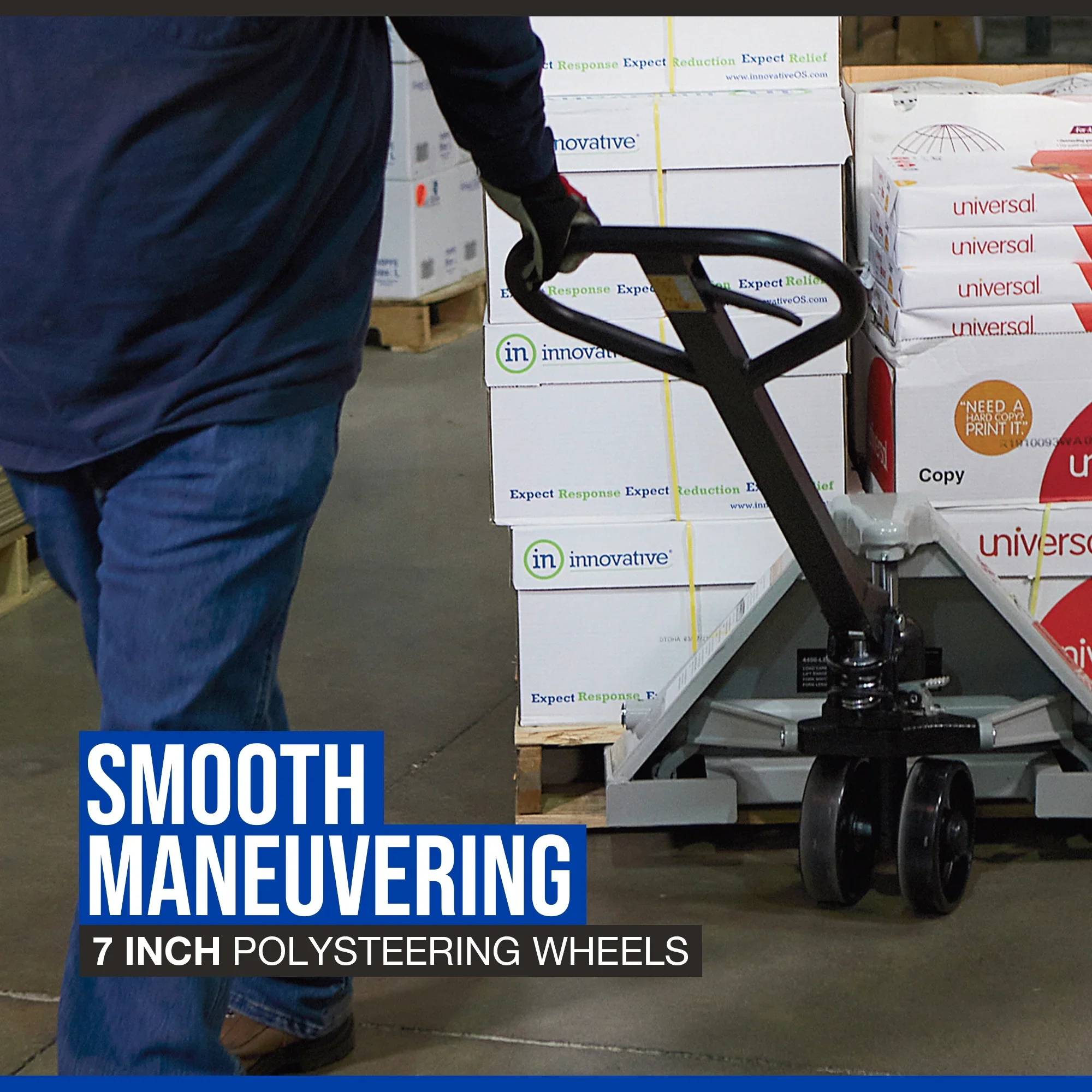 Klutch Pallet Jack, 4400-Lb. Capacity, 48in.L x 27in.W, 7-1/2in. Lift