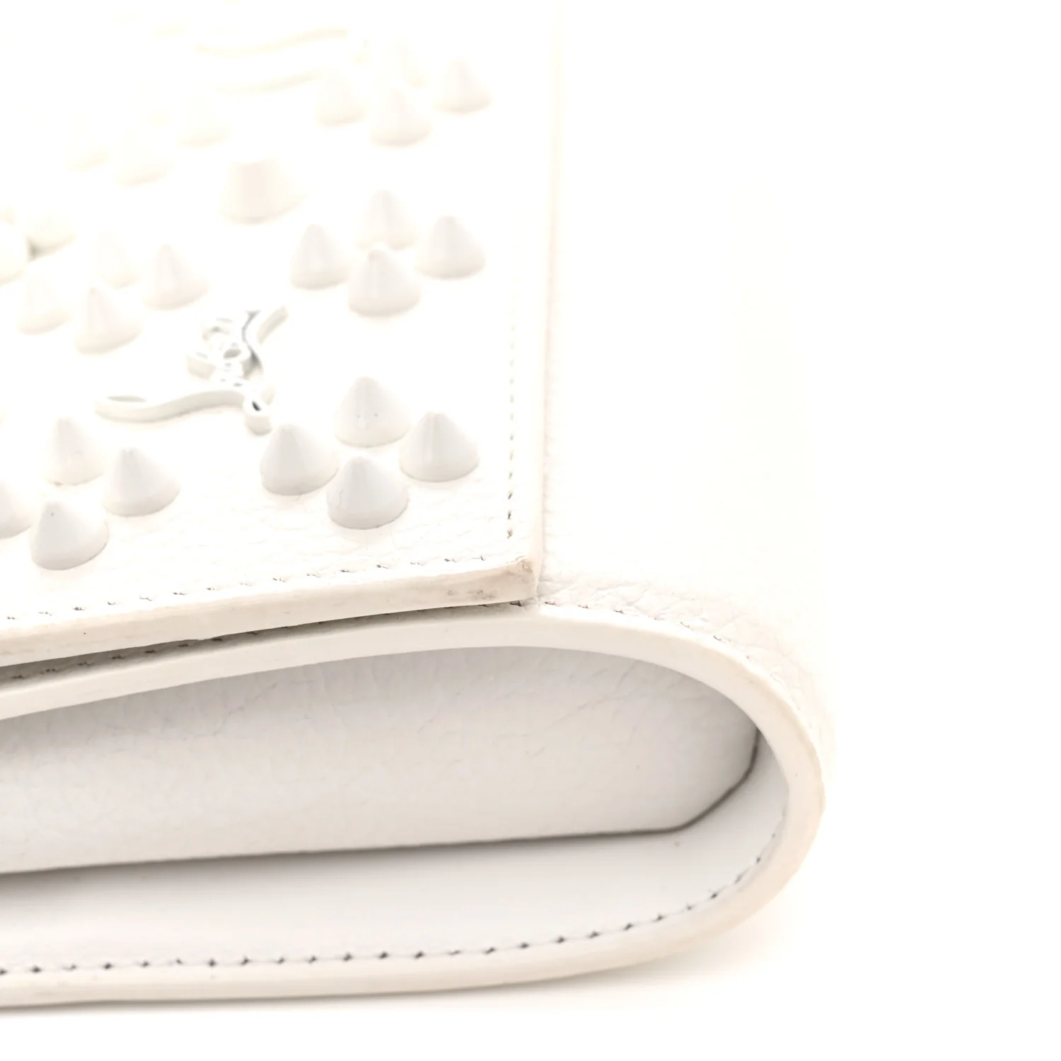 Calfskin Spikes Loubinthesky Paloma Wallet On Chain White