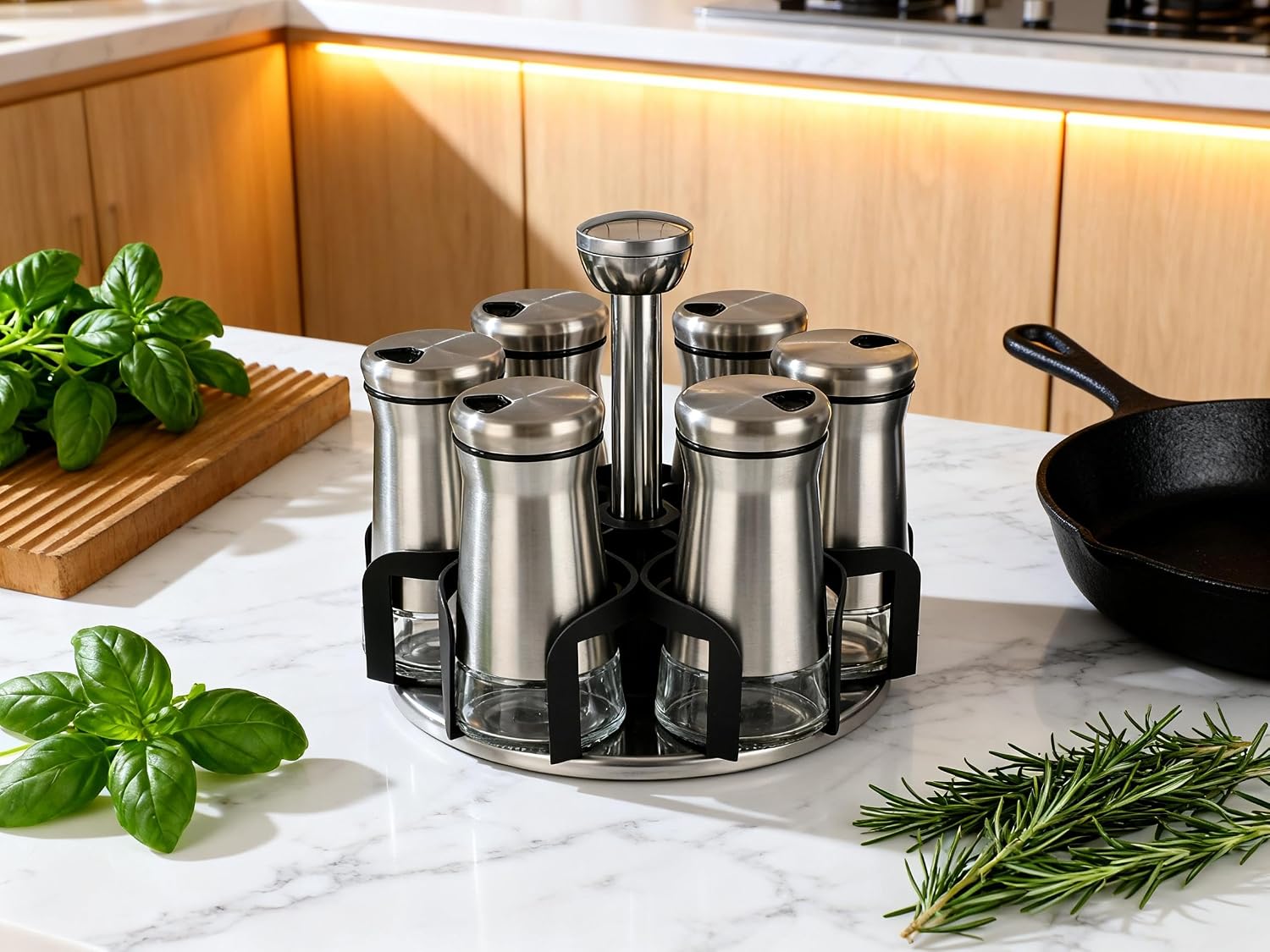 Rotating Spice Rack Organizer for Kitchen Countertop and Cabinet Storage