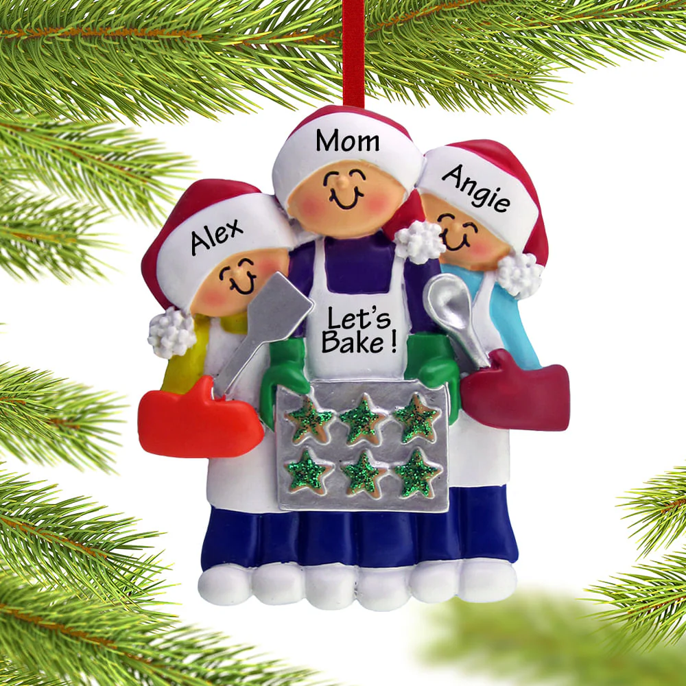 Baking Cookies with Grandma or Mom & Kids 1, 2, 3 or 4 Christmas Ornament