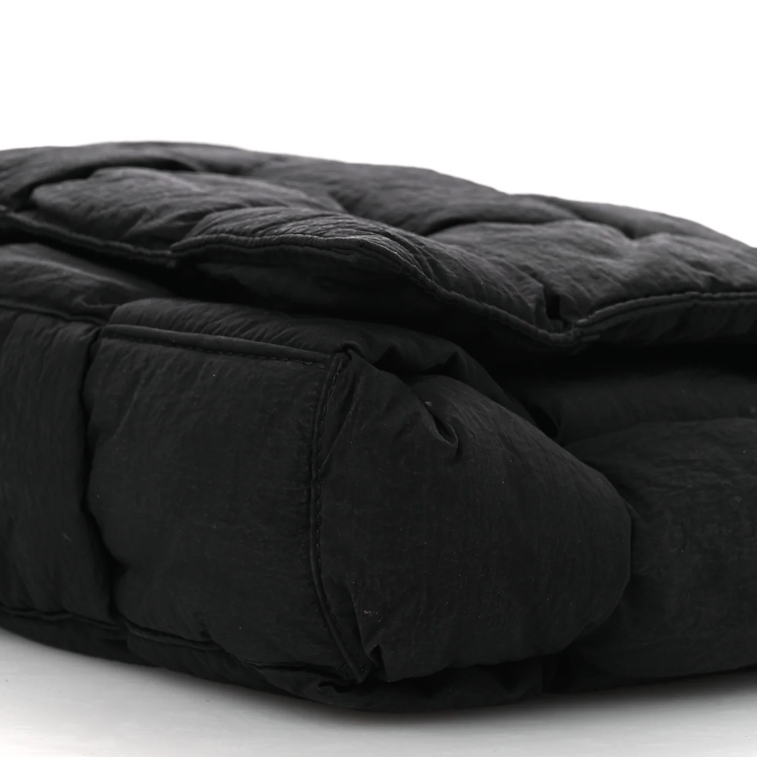 Nylon Intrecciato Padded Tech Maxi Cassette Bag Black