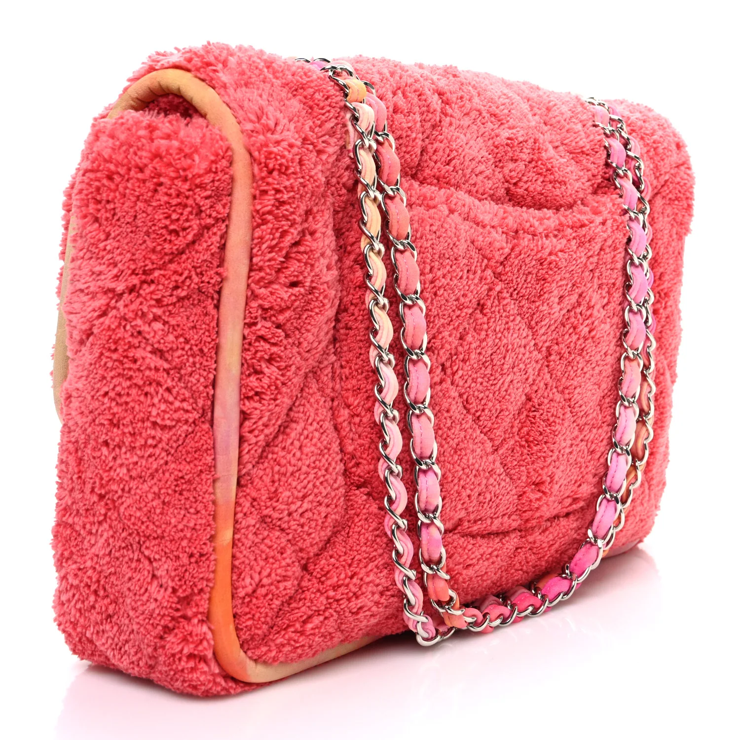 Mixed Fibers Quilted Large Flap Bag Coral