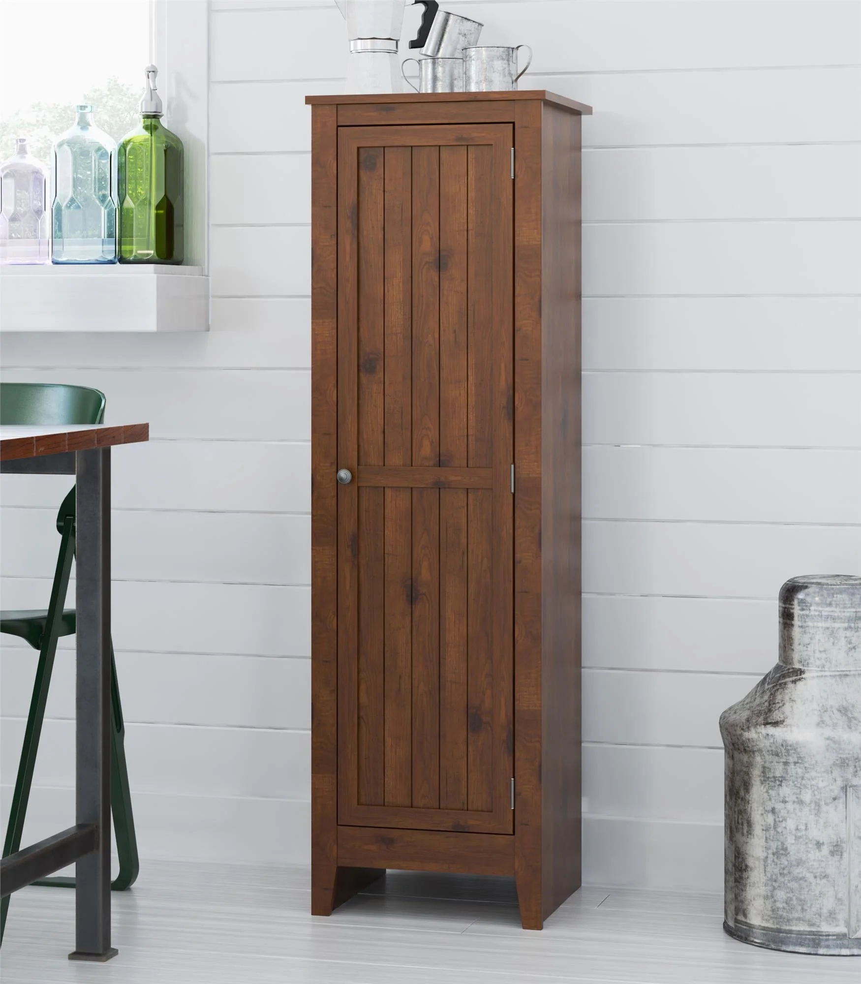 Milford Single Door Storage Pantry Cabinet, Old Fashioned Pine