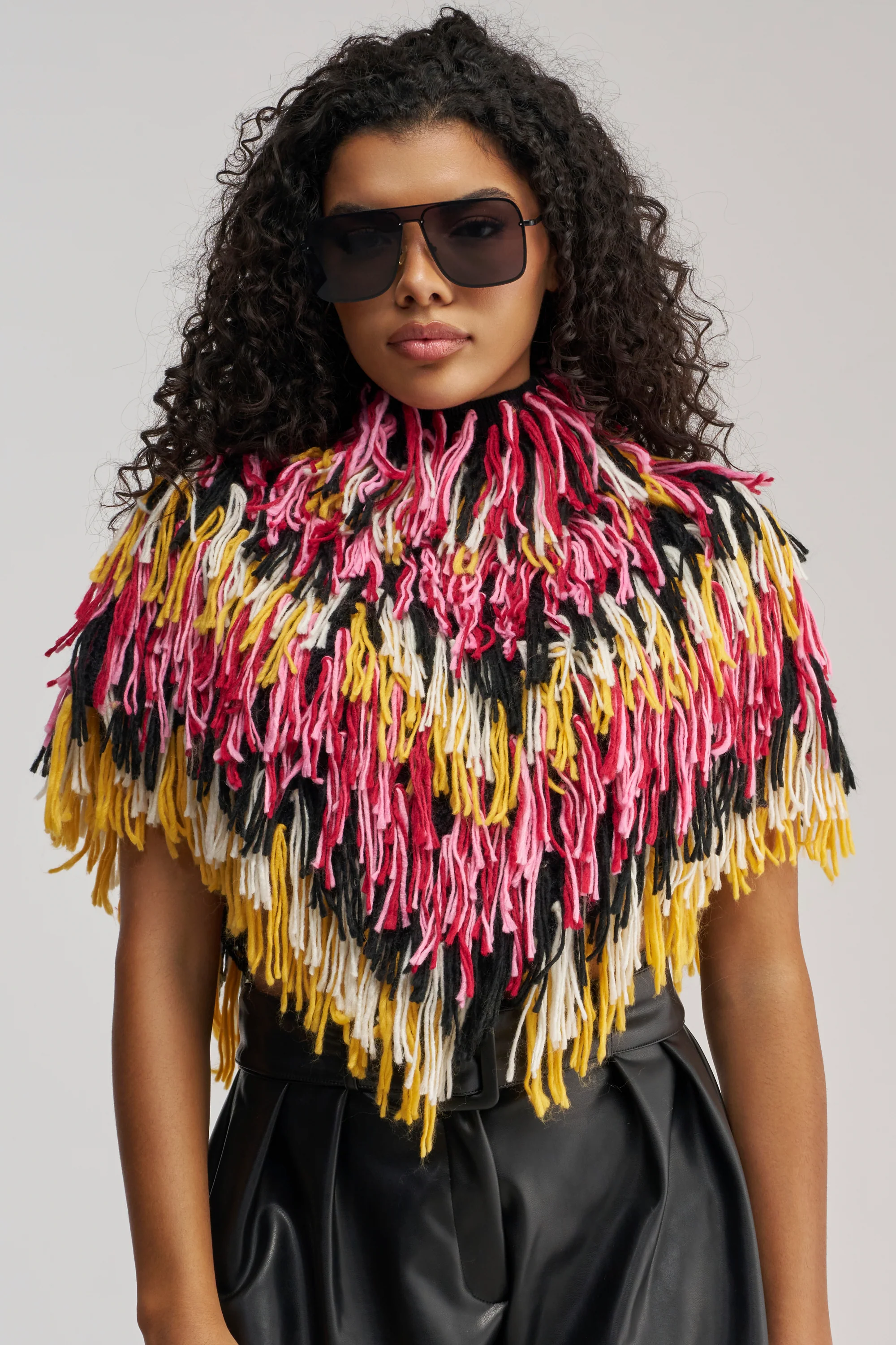 WILD SIDE CROPPED FRINGE PONCHO - Akira Store