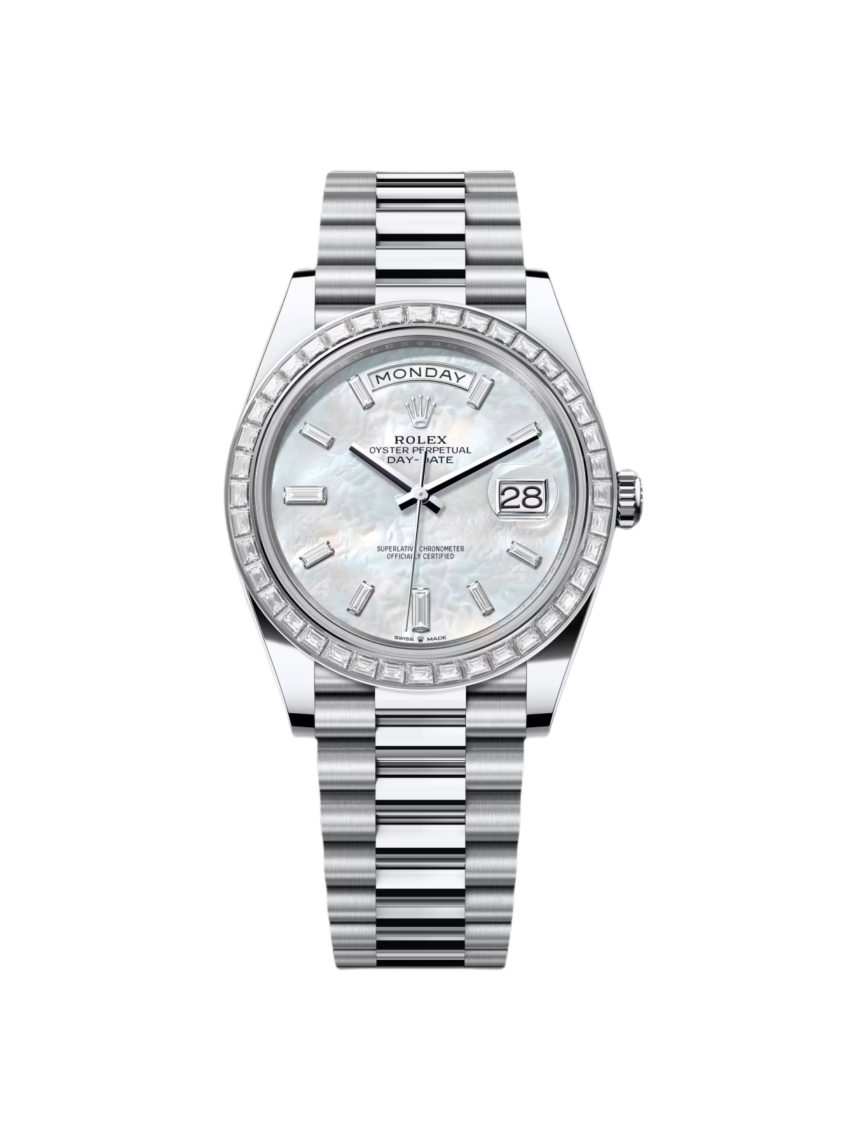 [Super Clone]RLX Day-Date 40mm 228396TBR-0043 Mother Of Pearl Diamond Dial and Bezel