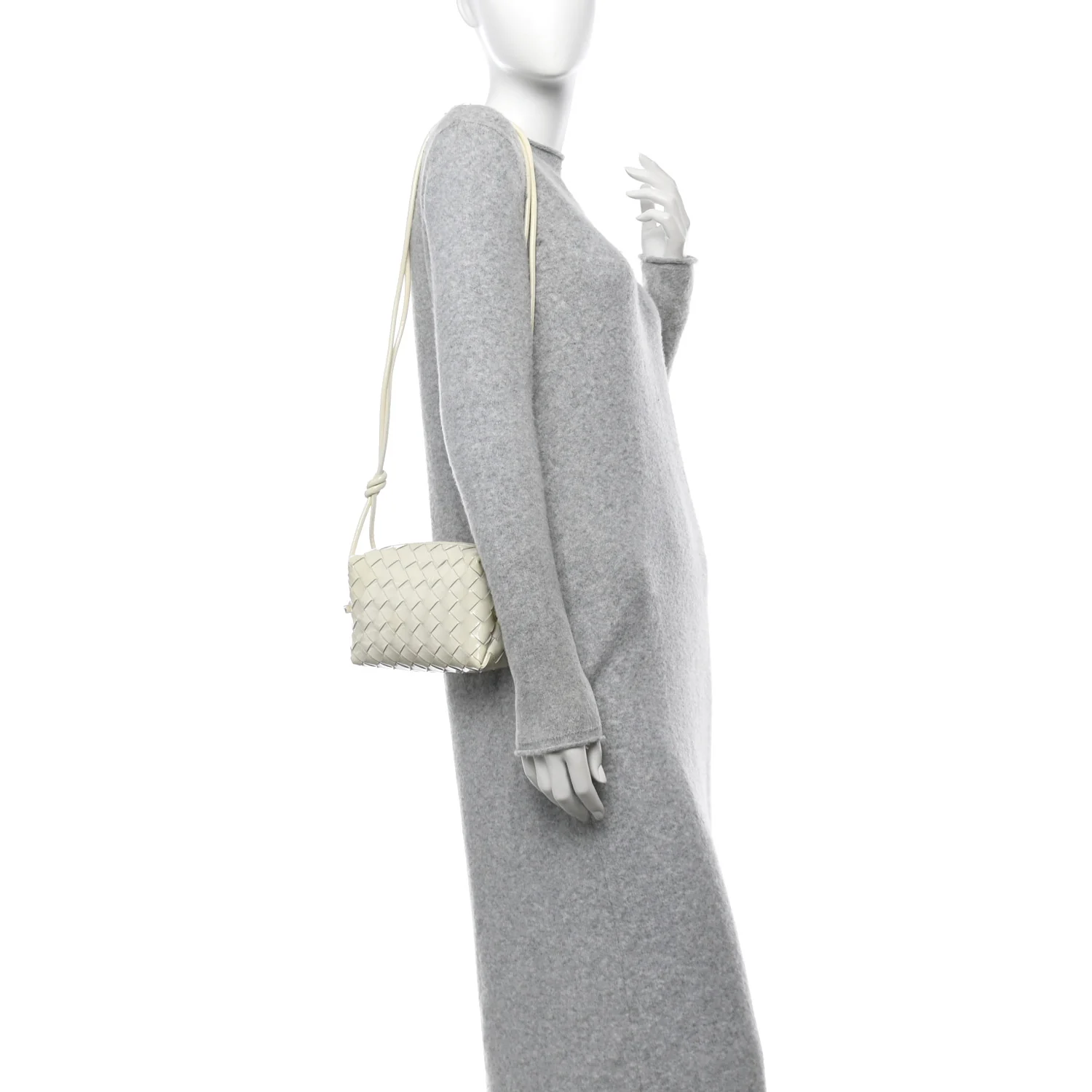 Patent Nappa Intrecciato Mini Loop Camera Bag White