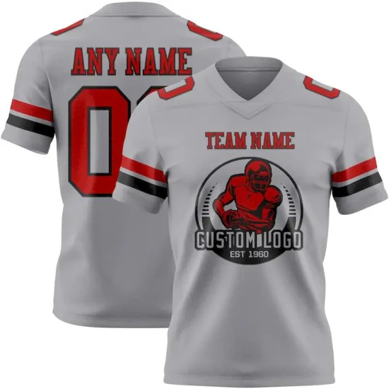 Custom Gray Red-Black Mesh Jersey