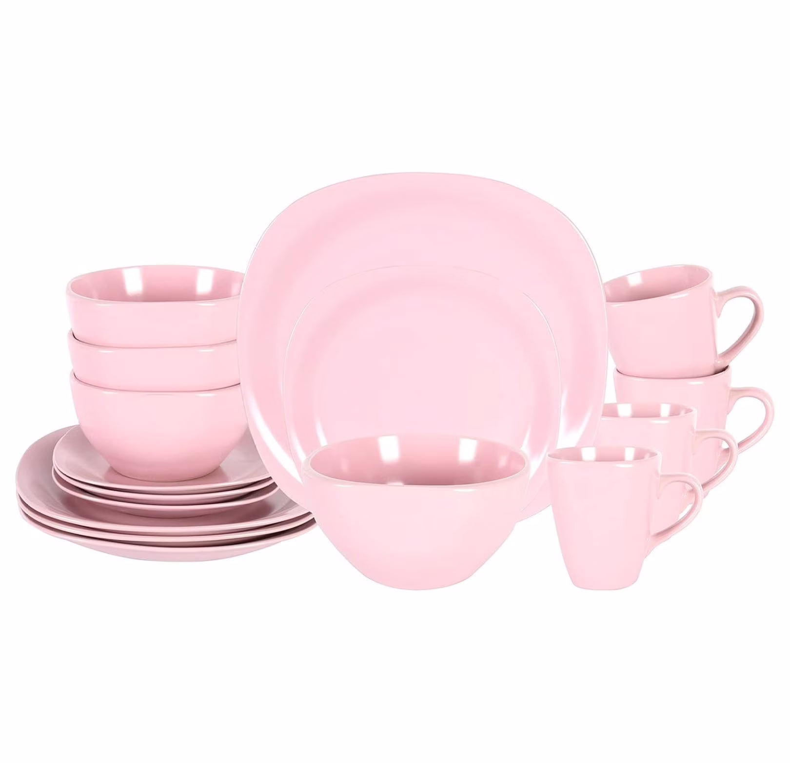 Stoneware Square 16pc Dinnerware Set, Matte Rosé