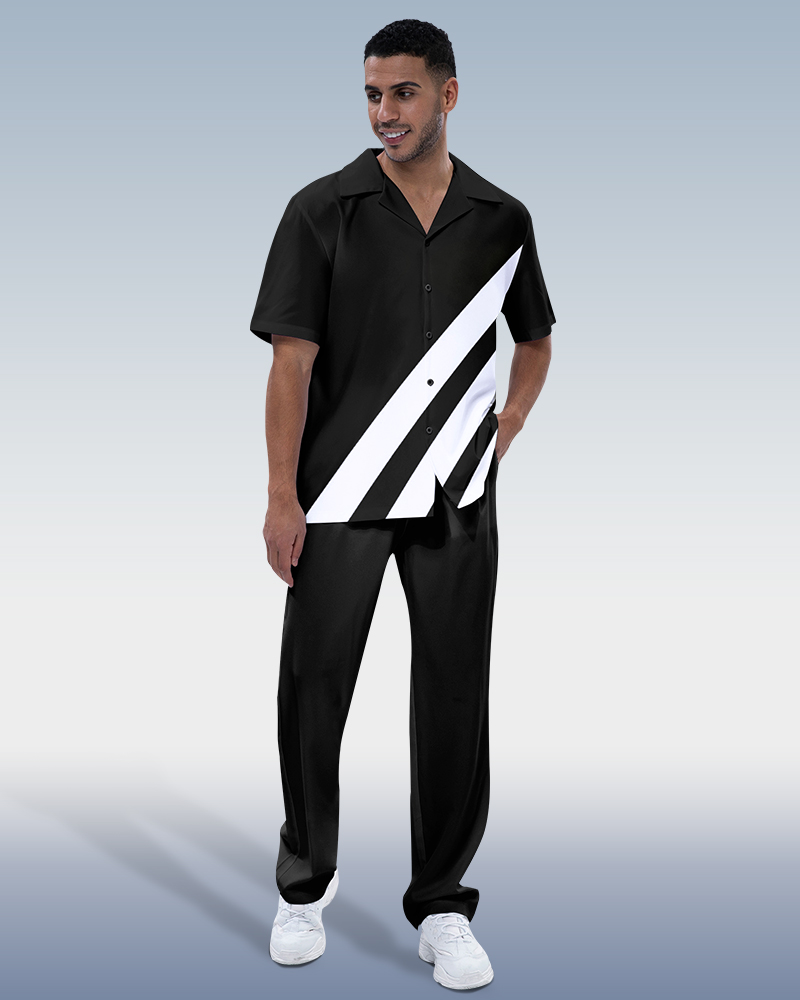 Ensemble de costume de marche noir pour homme Suitmens, 2 pièces, manches courtes