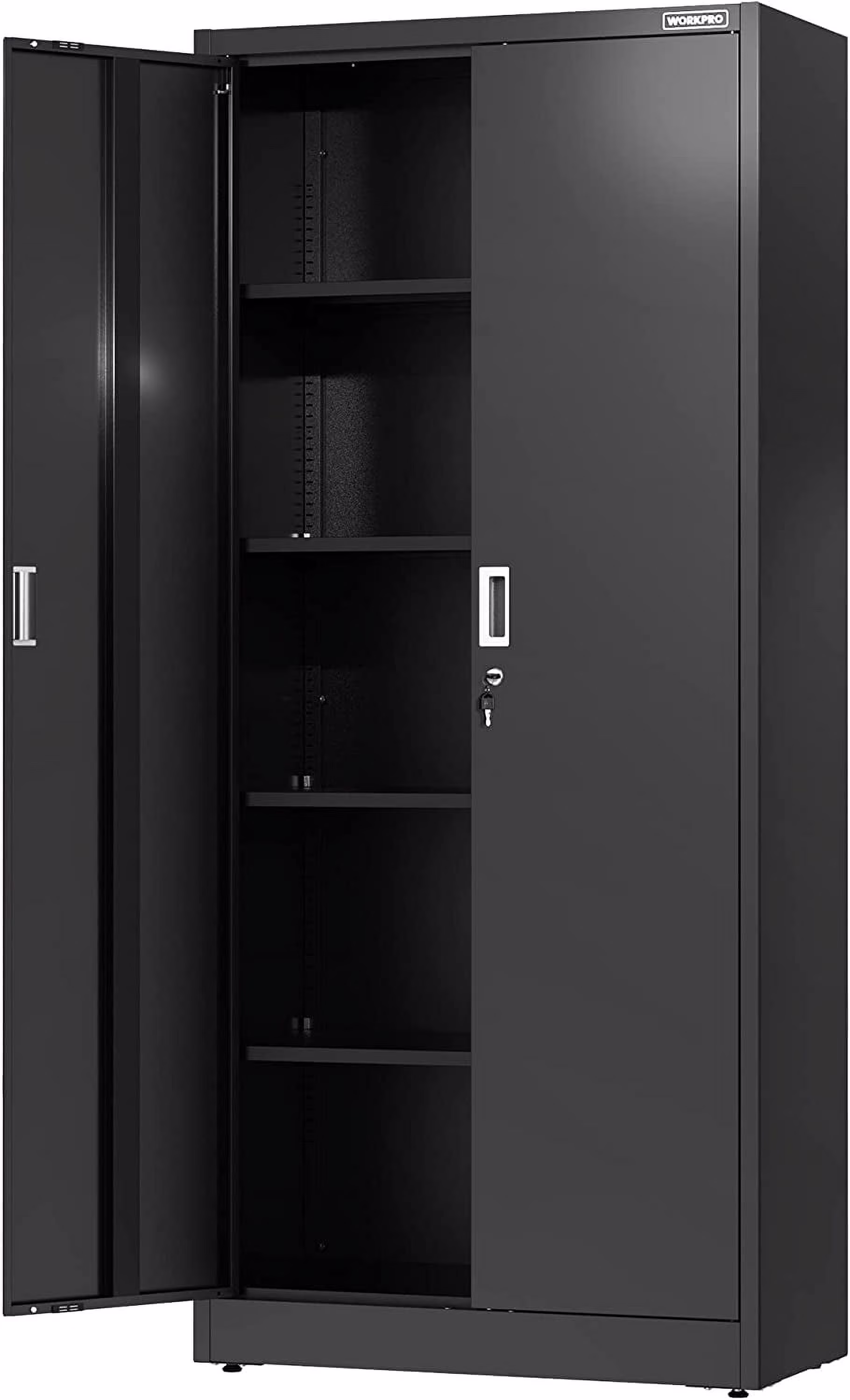 Metal Garage Storage Cabinet with Locking Doors and Adjustable Shelves,71 inches Tall Storage Cabinet for Tools, Office, Home, Shops (Black), Solid Packed(71"/Black)