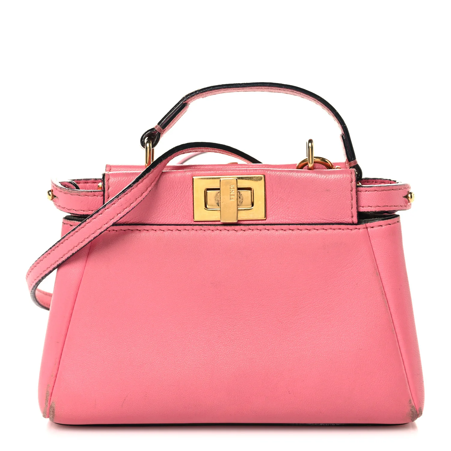 Shiny Nappa Micro Peekaboo Iconic Satchel  Rosa Fluo