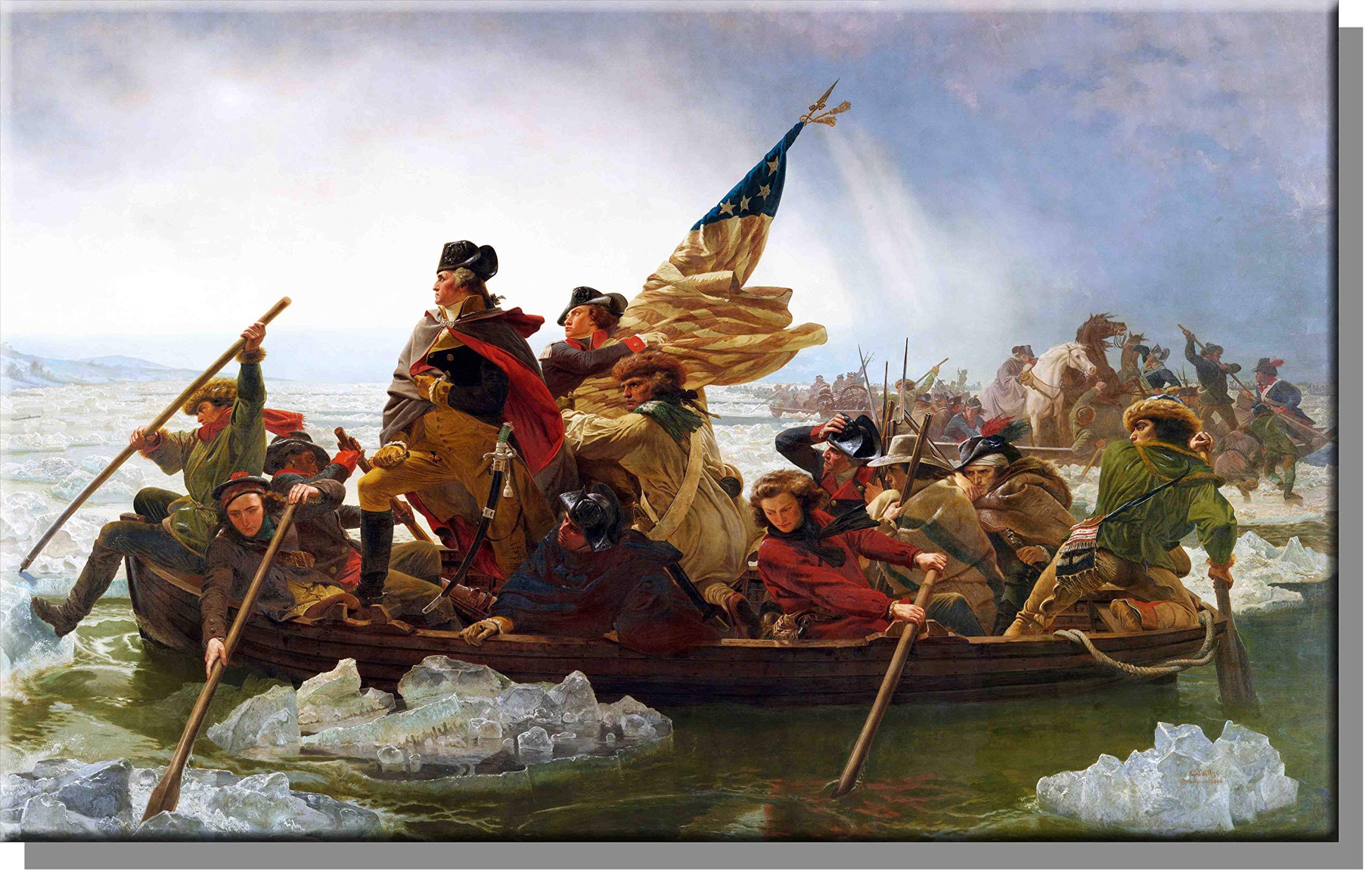 Crossing The Delaware - George Washington by Leutz Wall Picture on Stretched Canvas Decor