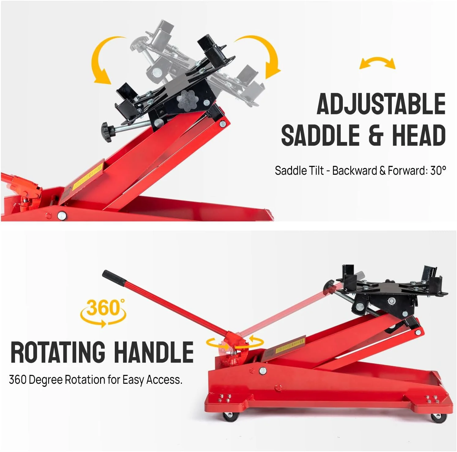 Hydraulic Transmission Service/Floor Jack Lift 1/2 Ton (1,000 lb) Capacity, Low Profile Roll Under Floor Trolley, Automotive Shop Tool Hoist Lift Lifting Jack, Red Image 4