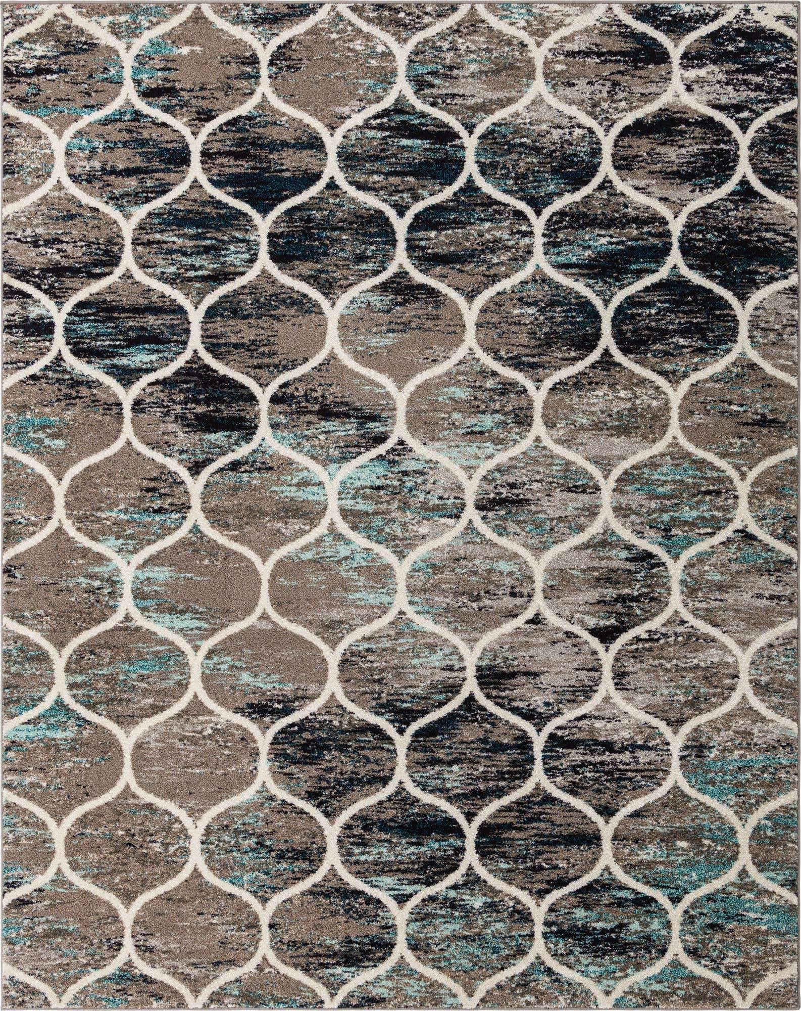 Unique Loom Trellis Frieze Rounded Blue Multi 8 ft. x 10 ft. Area Rug