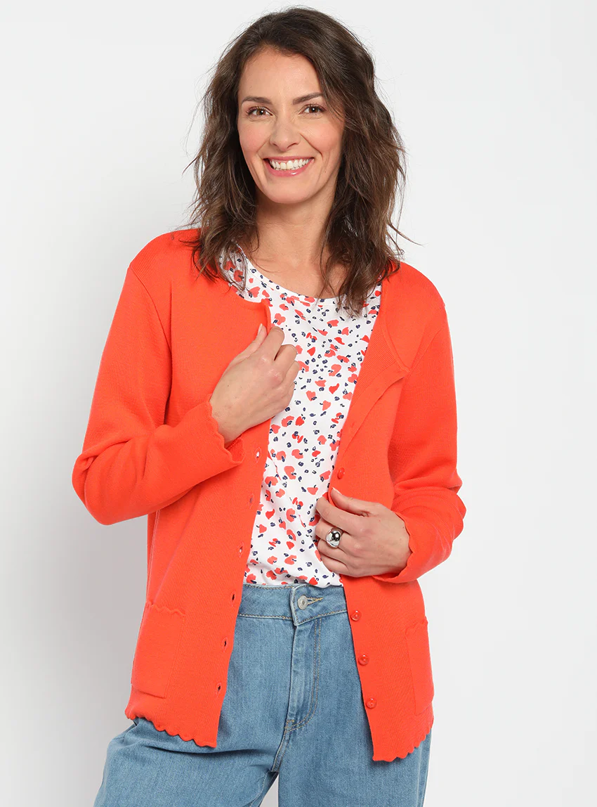 Cardigan femme en laine mérinos Orange Pulpe