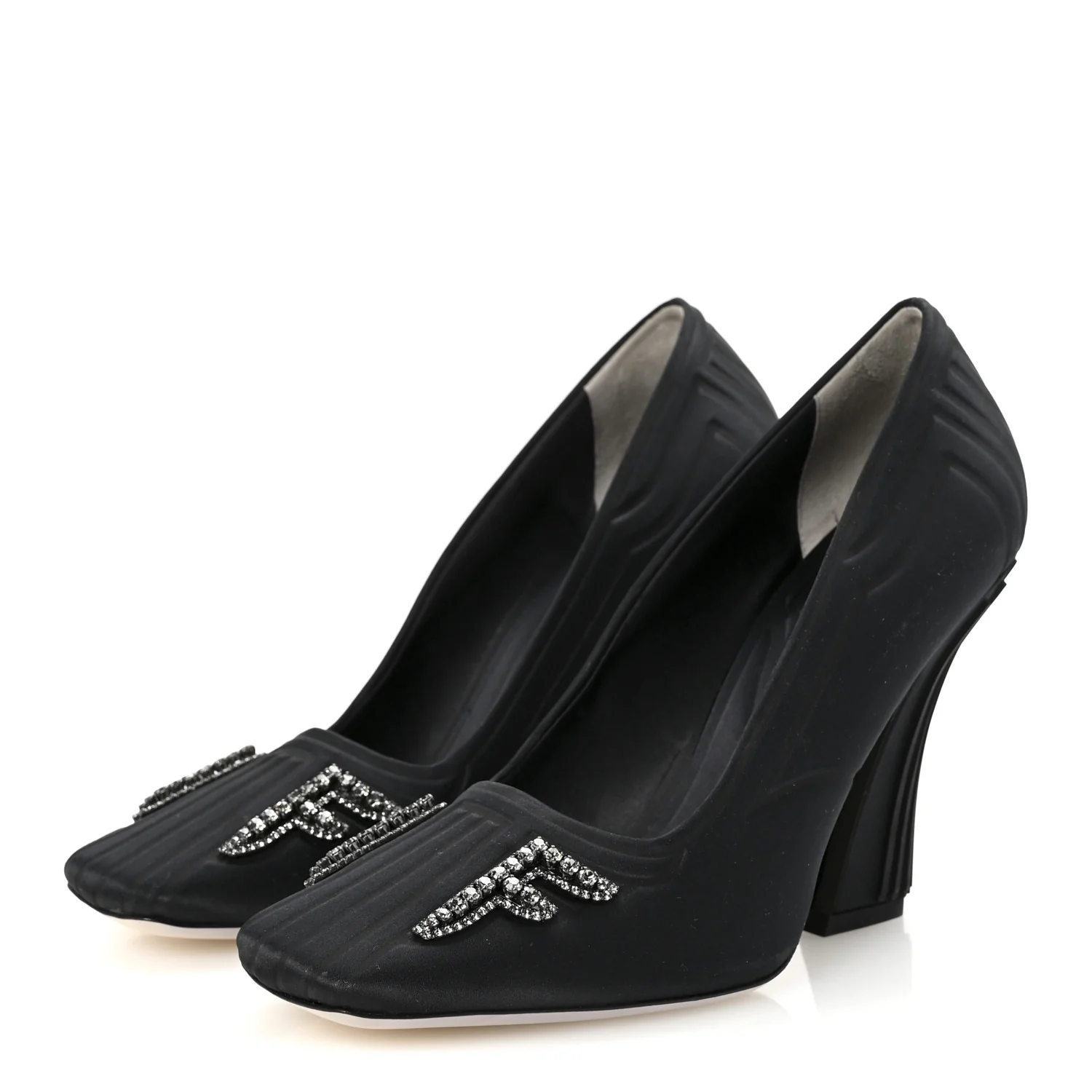 Satin Crystal Embellished FFreedom Pumps 37 Black