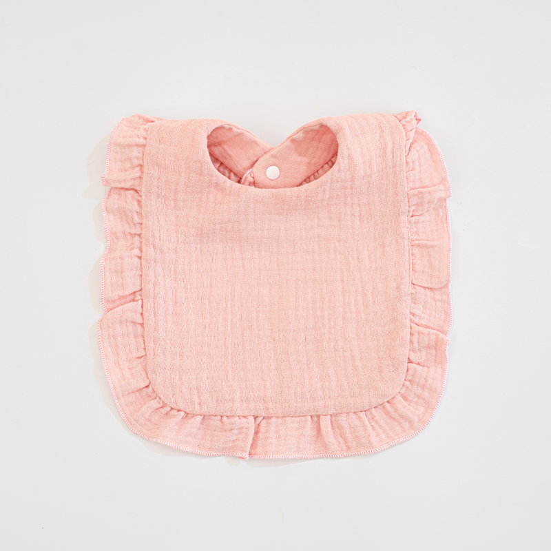 Luxury 6-Layer Eco-Friendly Cotton Muslin Baby Bibs Floral Lace Trim Printed Soft Saliva Towel for Infants