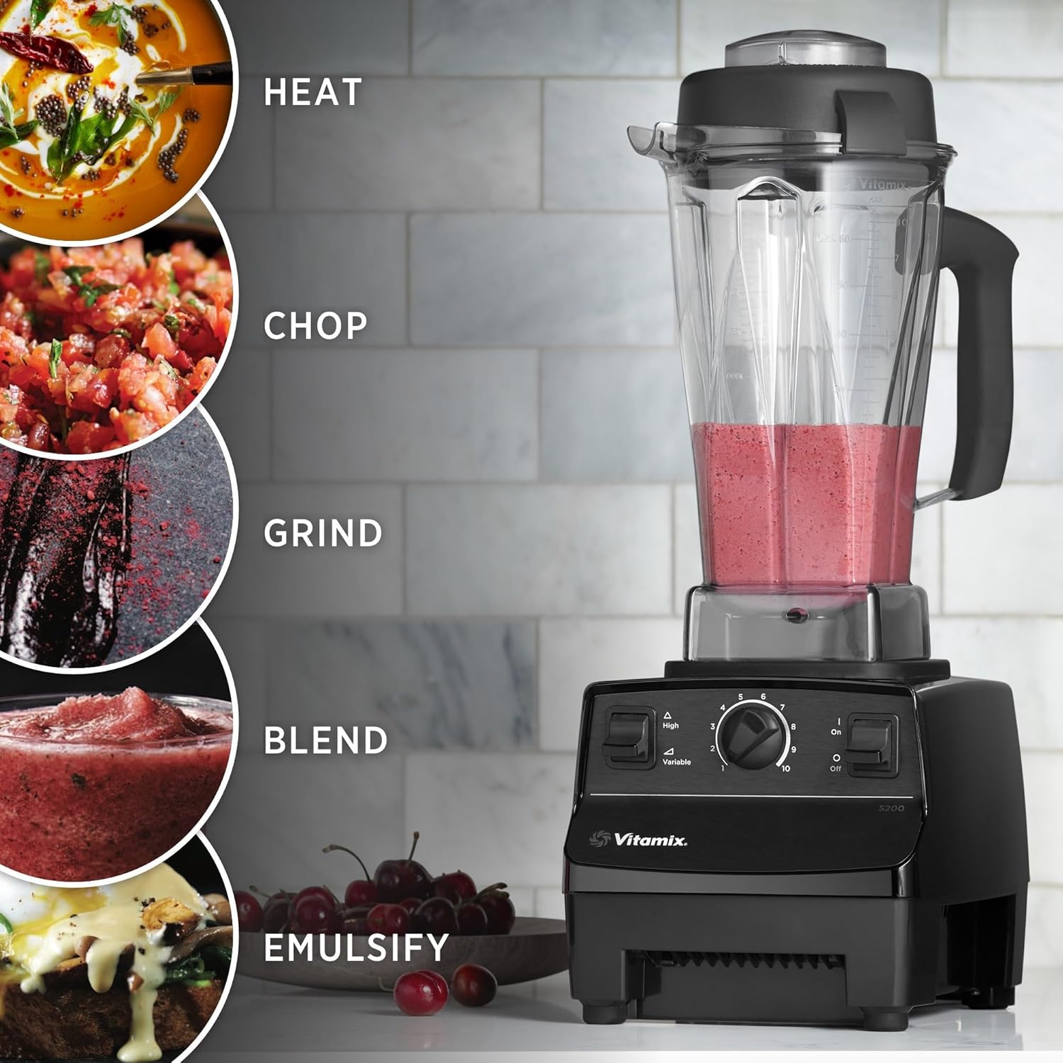 Blender Vitamix 5200, qualité professionnelle, bol de 1,9 L, autonettoyant, noir