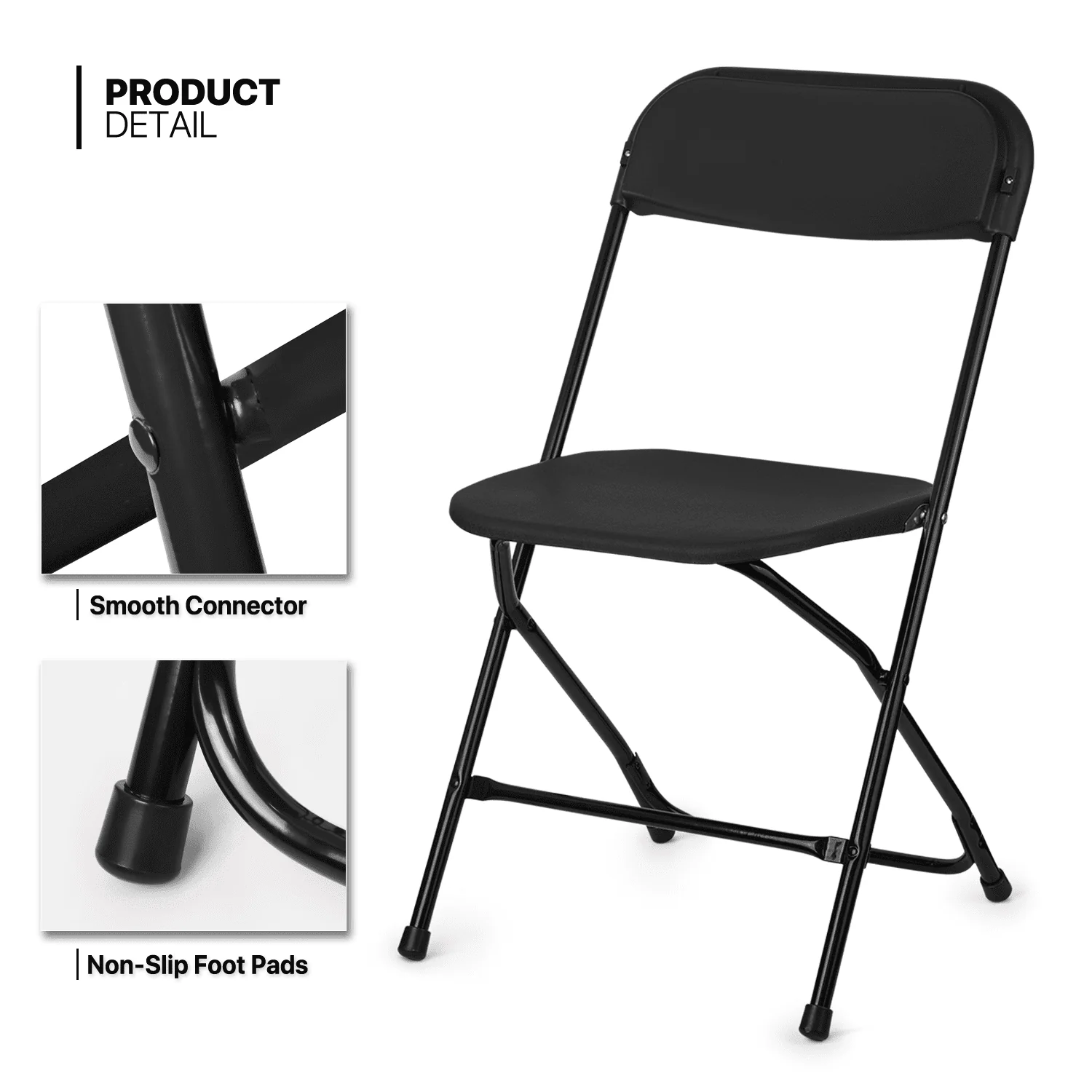 11 Pieces 8 Ft Heavy Duty Folding Utility Table and Chair Set, Rectangle Fold in Half Table Outdoor Picnic Desk with Handle and Foldable Chairs, White/Black - Image 7