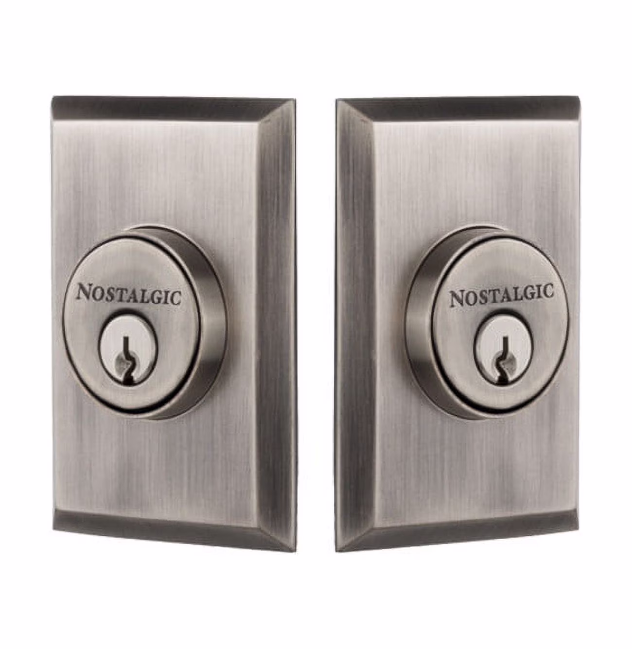Nostalgic Warehouse Nyknyk_2Cyl_234_Na New York Solid Brass Double Cylinder Deadbolt -(Satin Nickel)