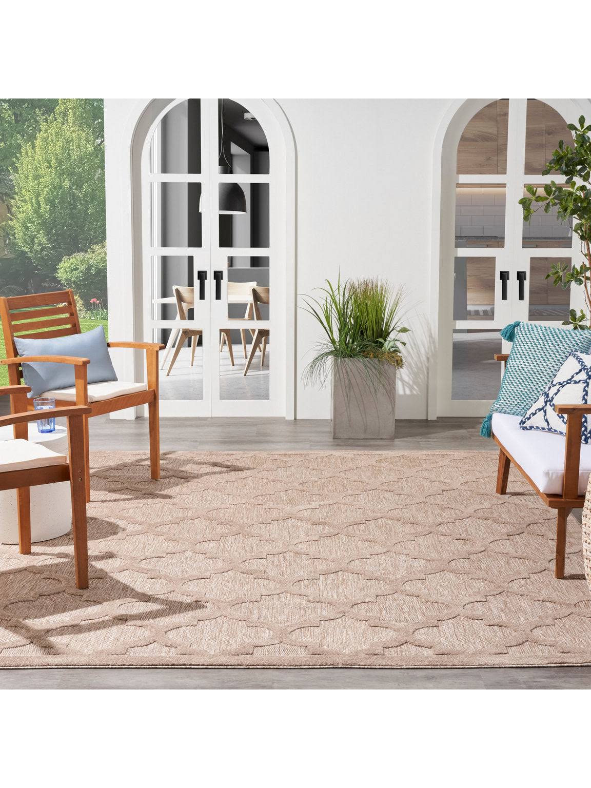 Nourison Easy Care 5' x 7' Natural Beige Trellis Rug