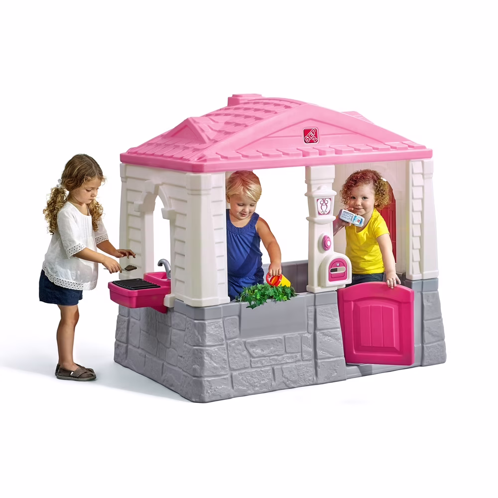 Neat Tidy Cottage II Brown Playhouse Plastic Kids Outdoor Toy(Brown) - Image 3
