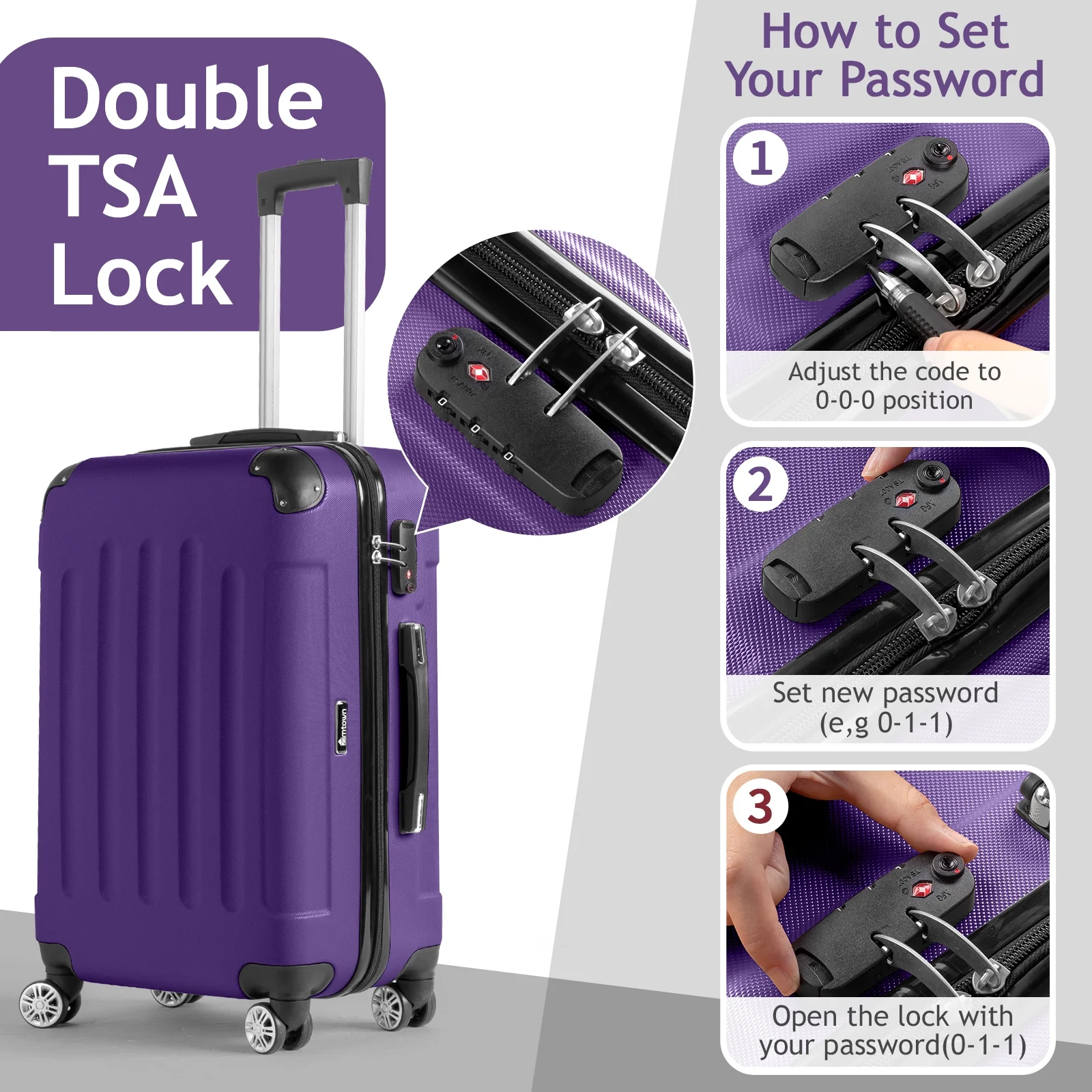 Zimtown Luggage 3 Piece Set Suitcase ABS Hardside Lightweight with TSA Lock Spinner Wheels, Beige