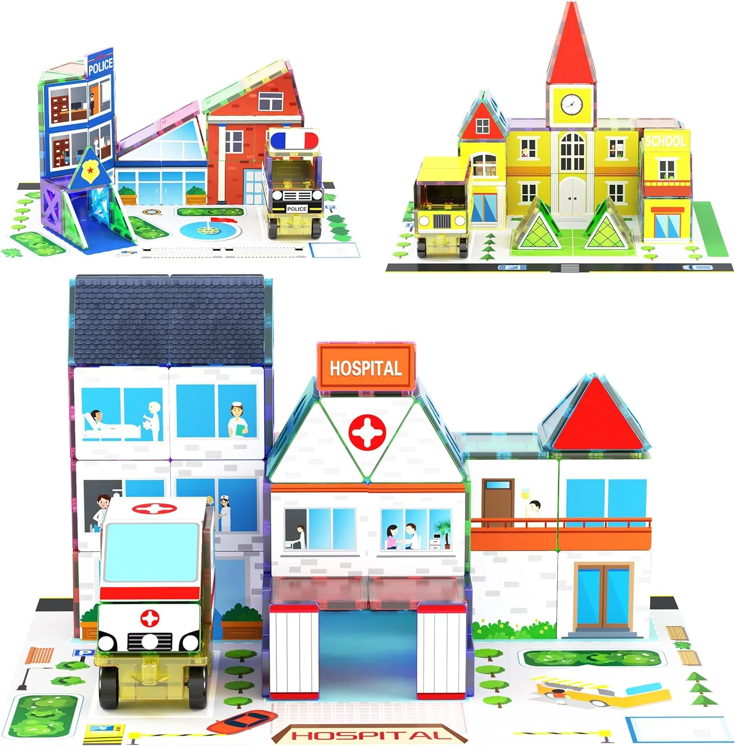 PicassoTiles Building Blocks Inspirational Kit 3D Building Construction Toys Clear Magnetic Stacking Set STEM Playboards Magnet Felt Tiles Novelty Games, Creativity Beyond Imagination