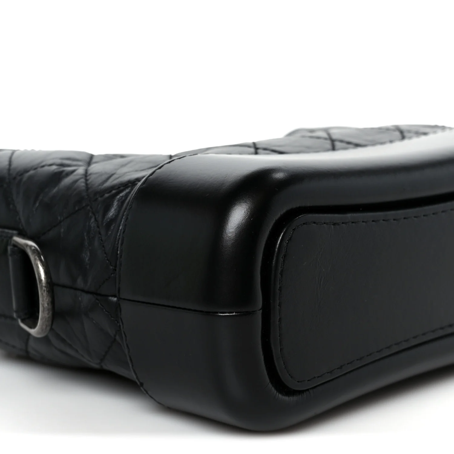 Aged Calfskin Quilted Small Gabrielle Hobo Black